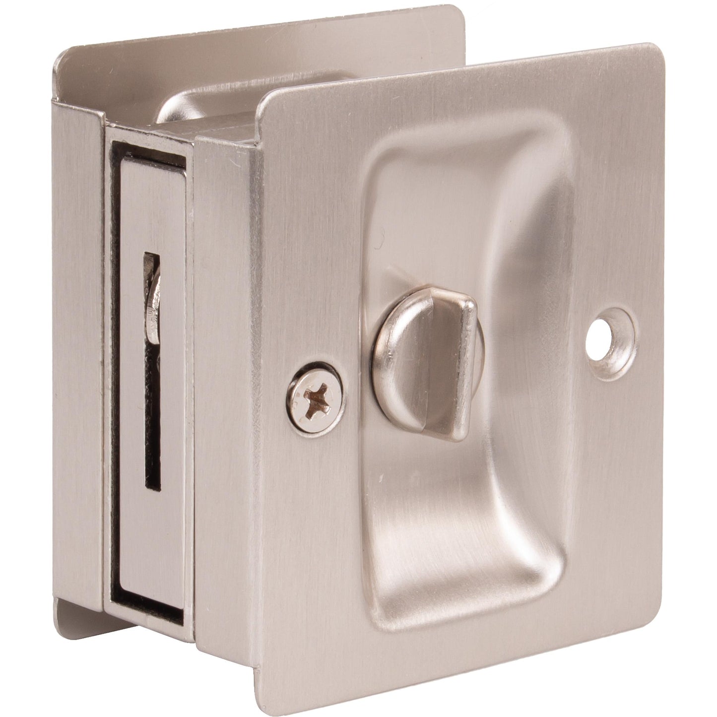 Stone Harbor Hardware Premium Square Pocket Door Lock, Privacy Function, Satin Nickel
