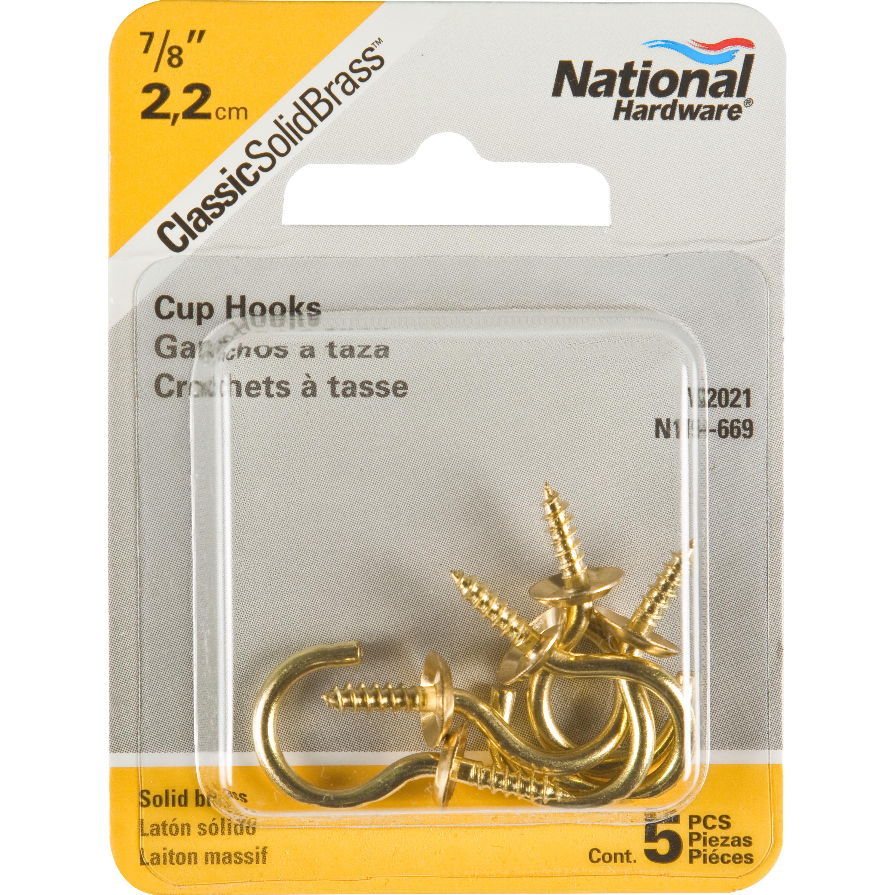V2021 7/8" Cup Hook 5/pk - Polished Brass