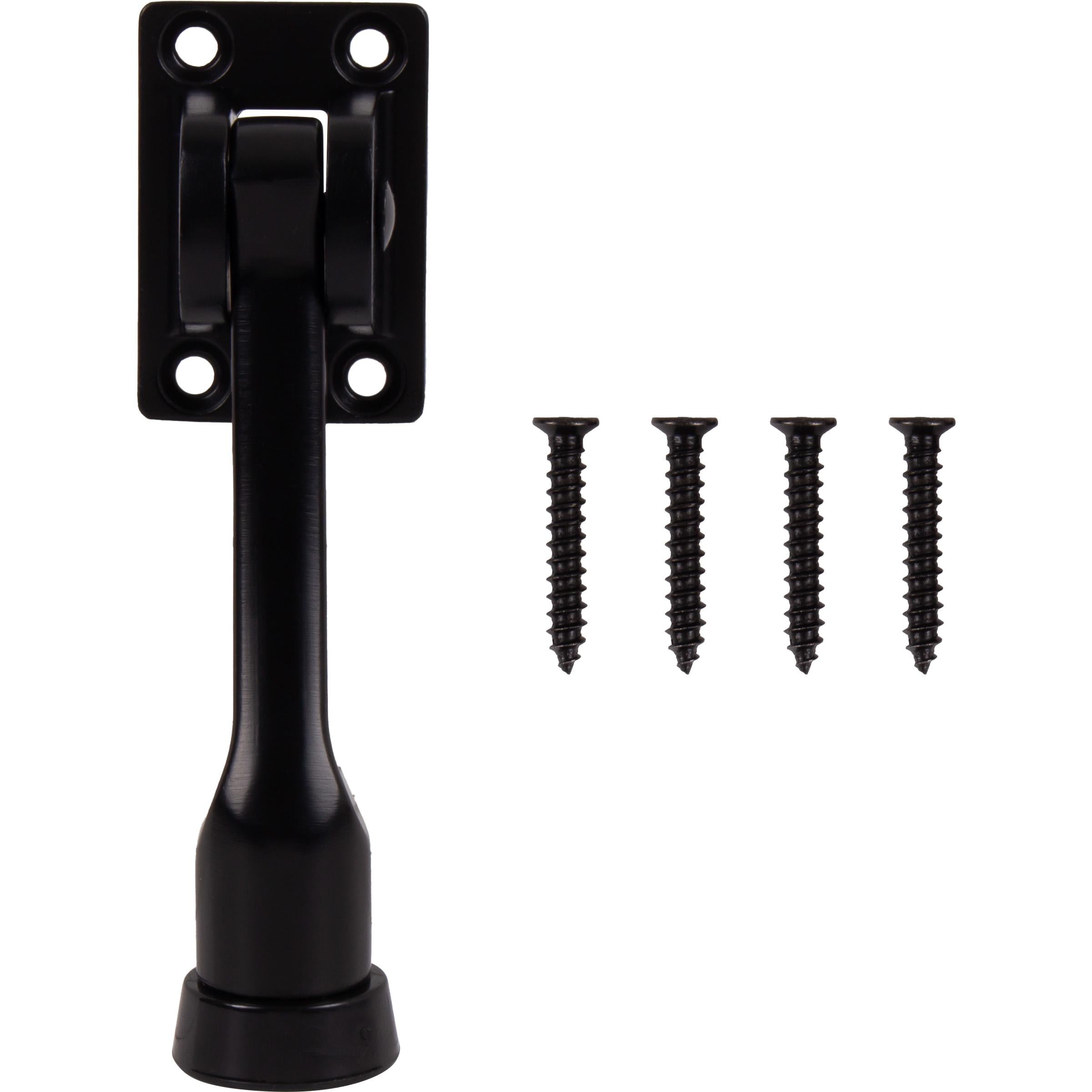 Stone Harbor Hardware Heavy-Duty Kick-Down Holder with 4 Screws, 4 Inches, Matte Black
