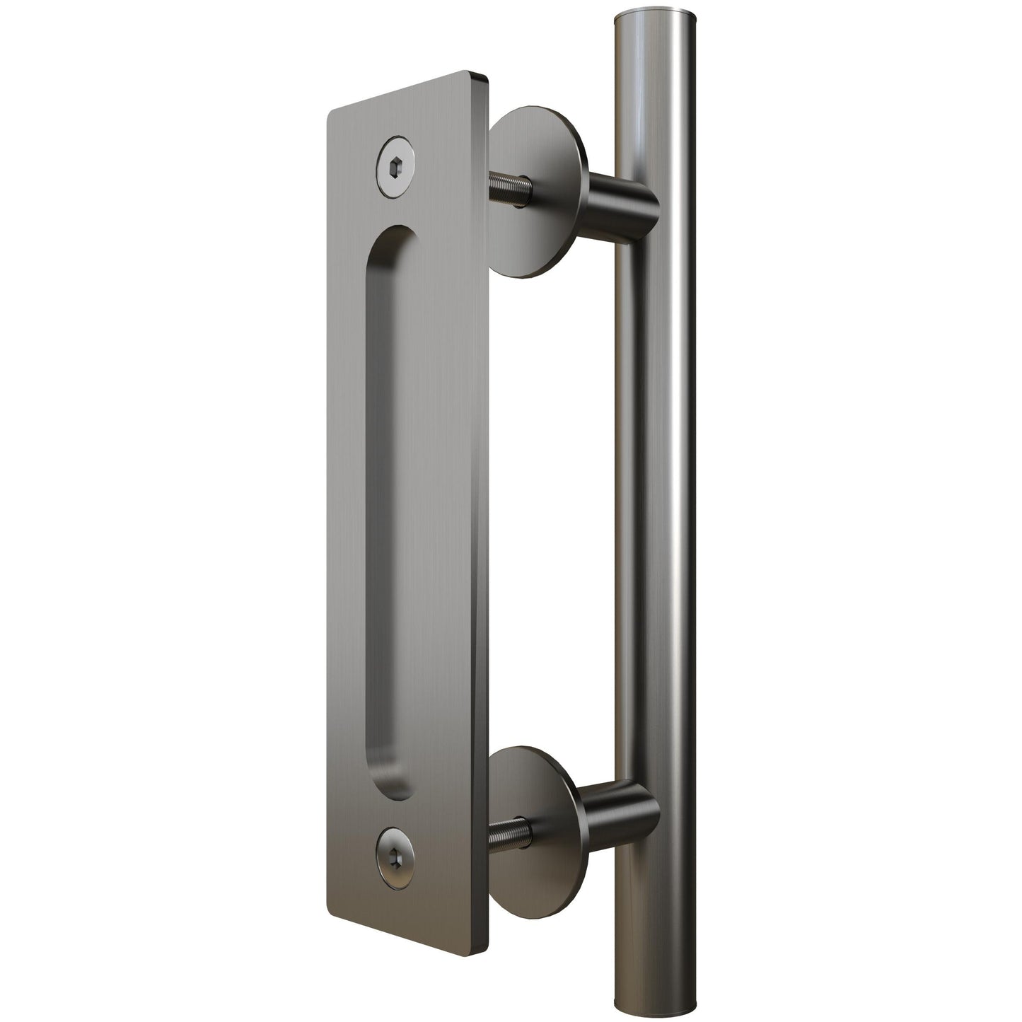 Stone Harbor Hardware Sliding Door Combo Pull Set, 8-1/2" Flat Pull, 12" Round Bar Pull, Satin Stainless Steel