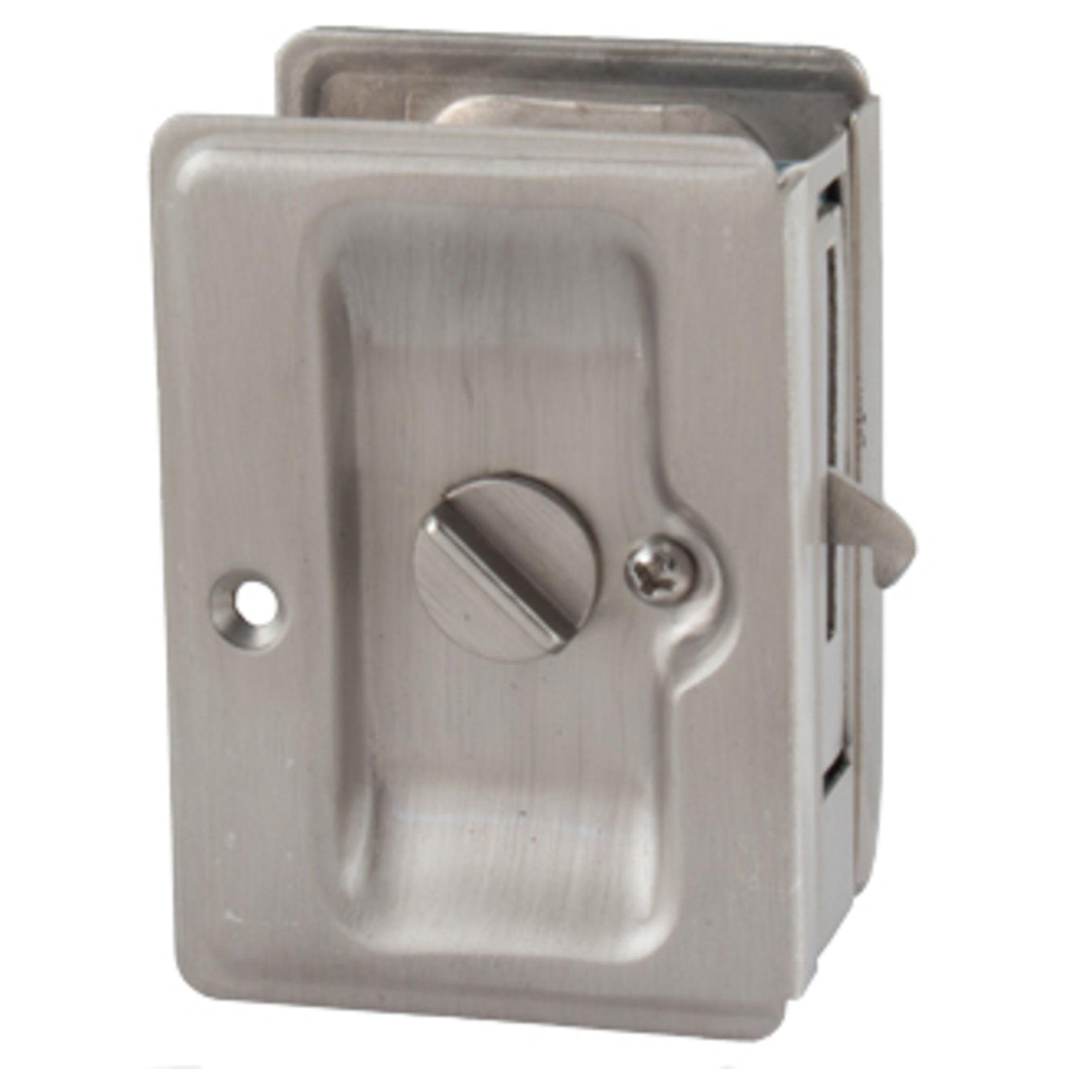 Tall Square Pocket Door Lock, for Converging Doors, Privacy (Bed/Bath) Latch, Satin Nickel by Stone Harbor Hardware