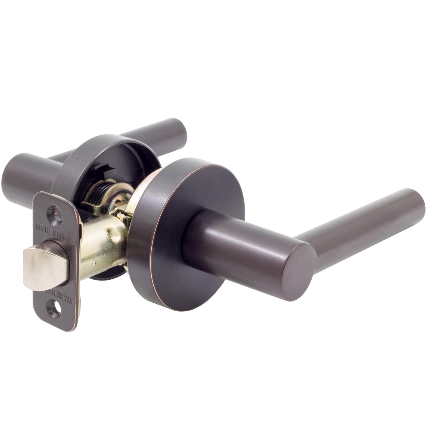 Stone Harbor Hardware Zurich Door Lever with Round Rosette, Passage (Hall/Closet) Latch, Vintage Bronze