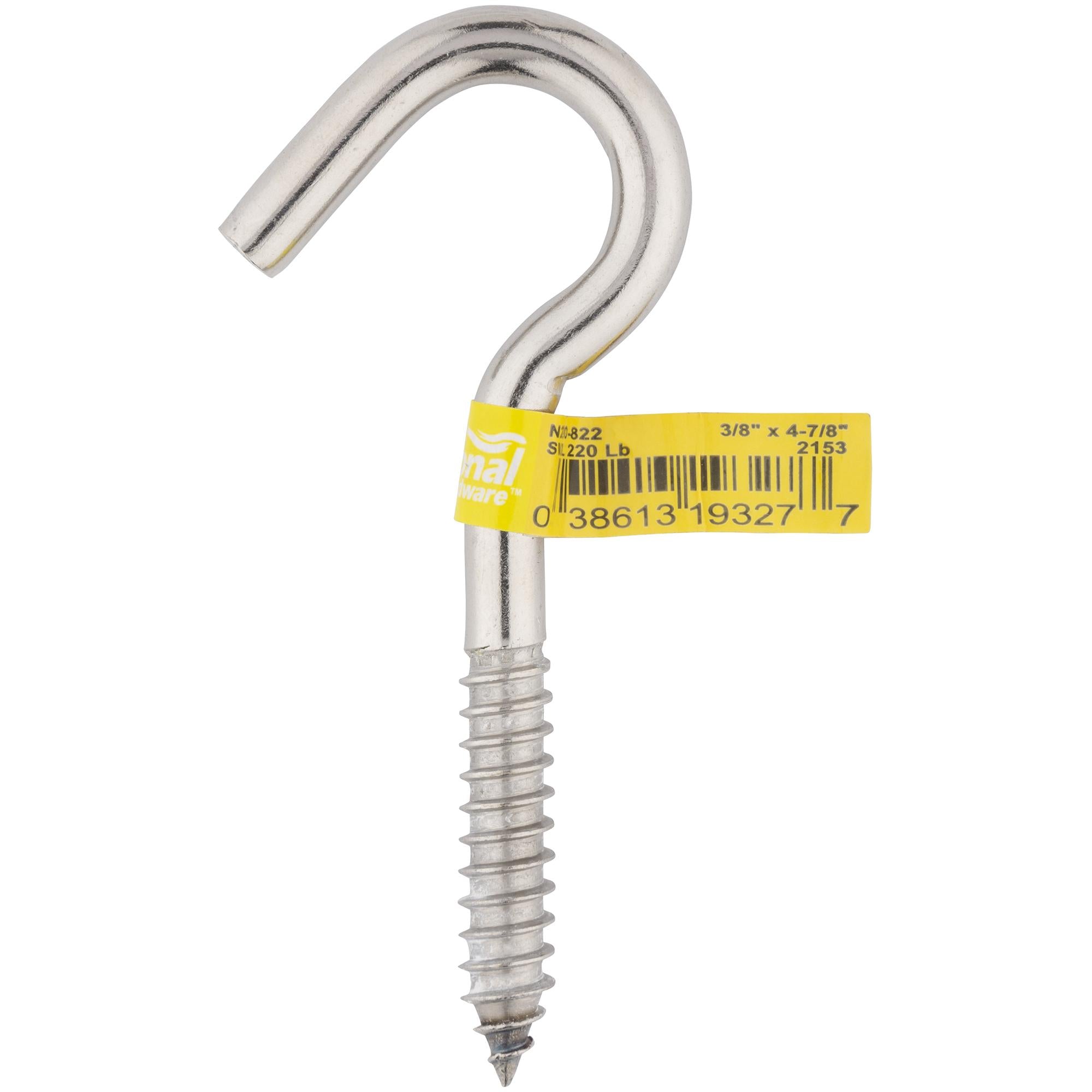 2153BC 1/4" x 4-1/4" Screw Hook - Stainless Steel