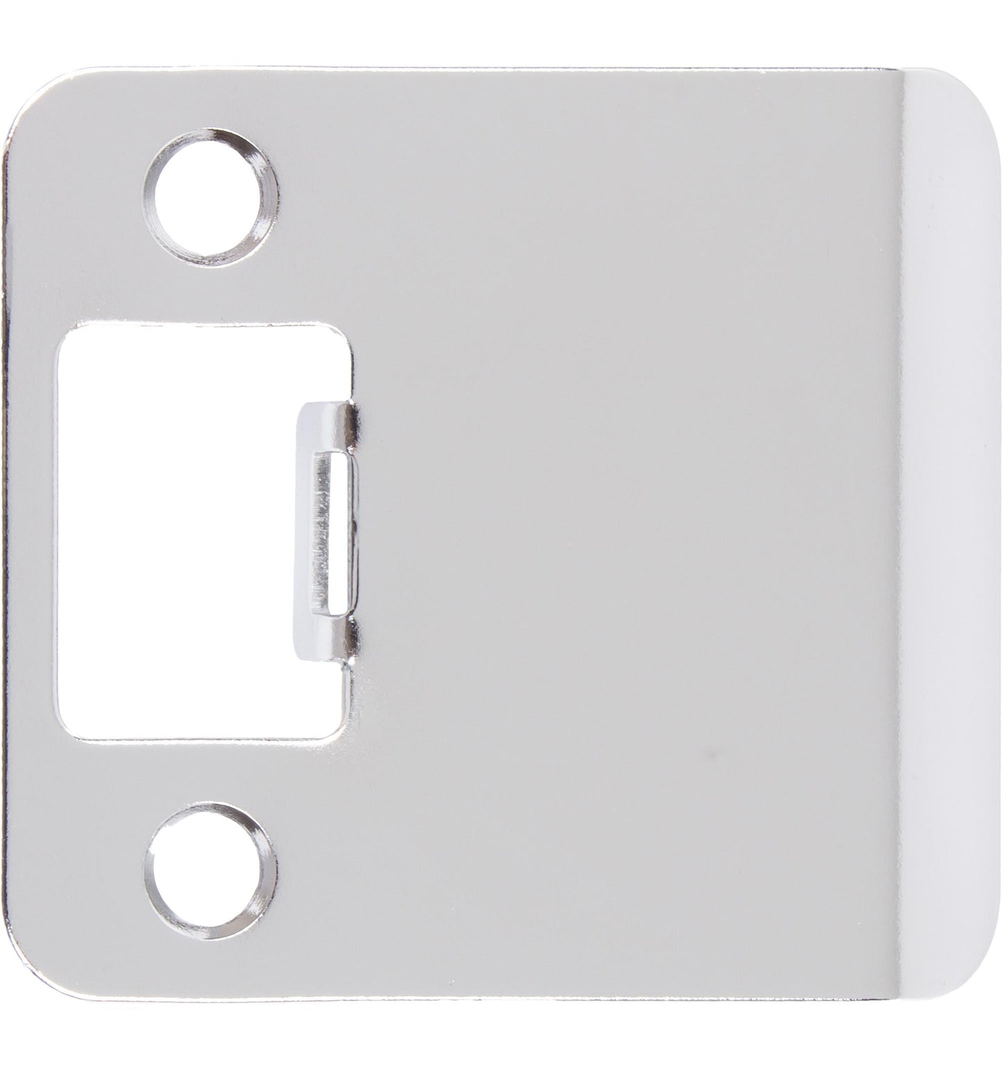 Stone Harbor Hardware Round Corner Extended Lip Strike Plate, 2-1/4" x 2", (2-1/2" Overall Length), Polished Chrome