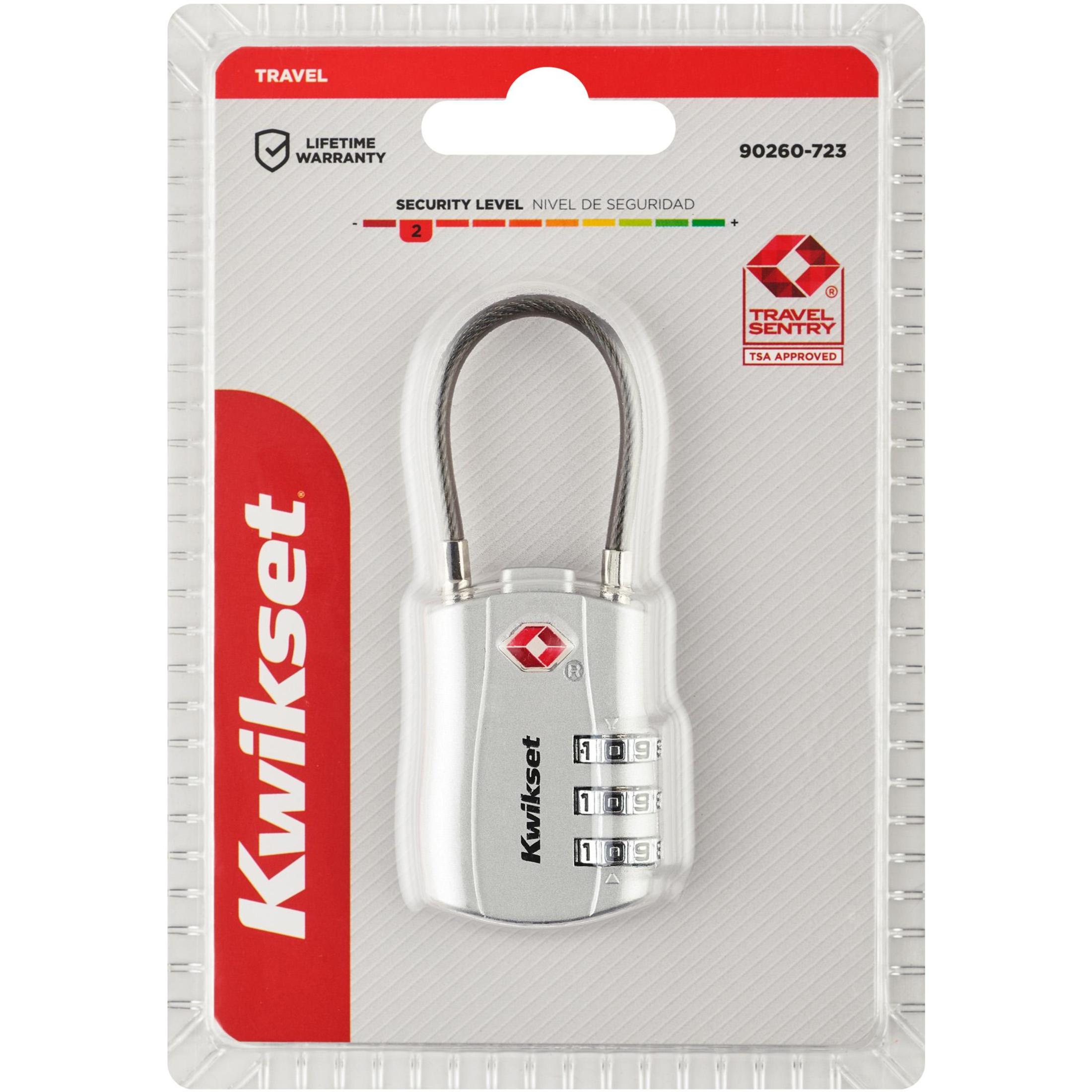 Kwikset 1-3/16" TSA Cable Combination Padlock with 1-1/2" Shackle, Silver