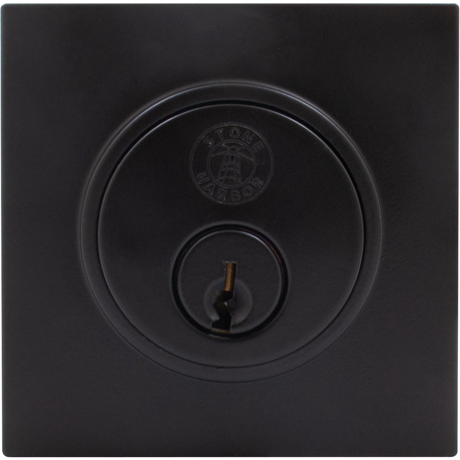 Stone Harbor Hardware Grade 3 Contemporary Square Deadbolt, SC Keyway, Matte Black