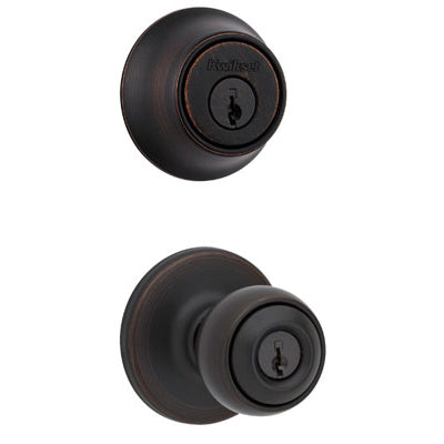 Kwikset 690 Polo Entry Knob and Single Cylinder Deadbolt Combo Pack in Venetian Bronze