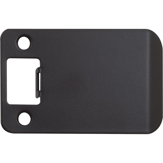 Stone Harbor Hardware Round Corner Extended Lip Strike Plate, 2-1/4" x 3", (3-1/2" Overall Length), Matte Black