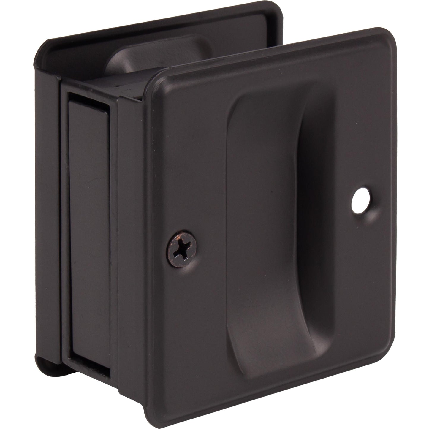 Stone Harbor Hardware Square Pocket Door Lock, Passage Function, Matte Black