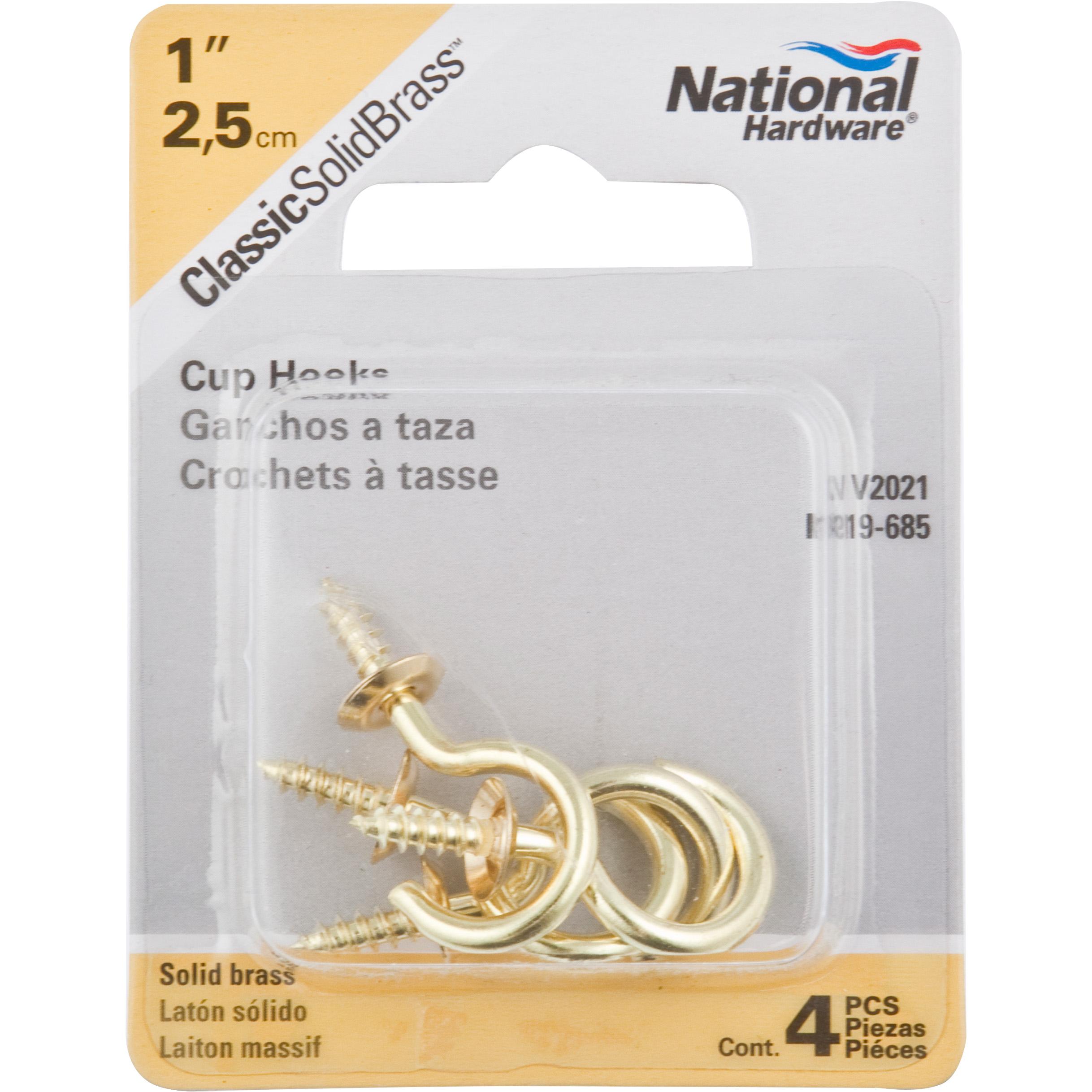 V2021 1" Cup Hook 4/pk - Polished Brass