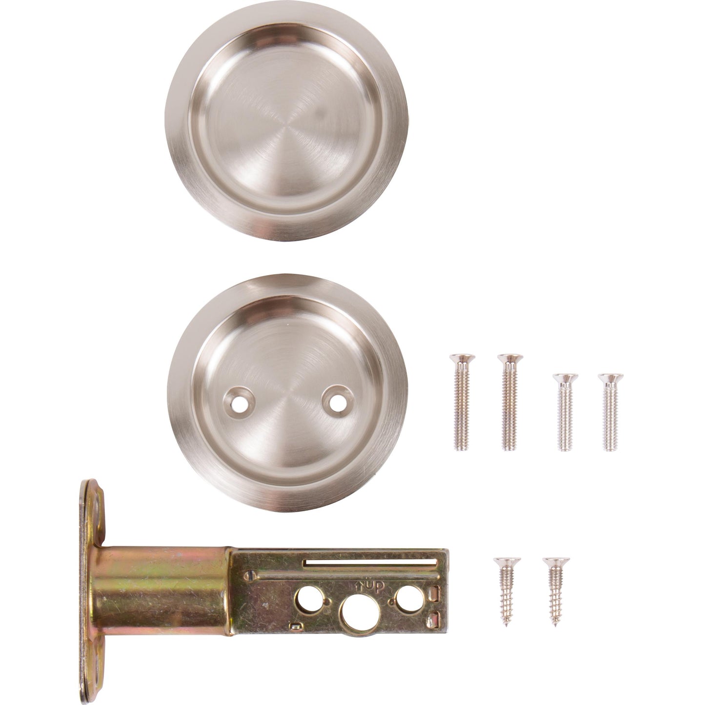 Stone Harbor Hardware Round Pocket Door Lock, Passage Function, 2-3/4" Backset, Satin Nickel