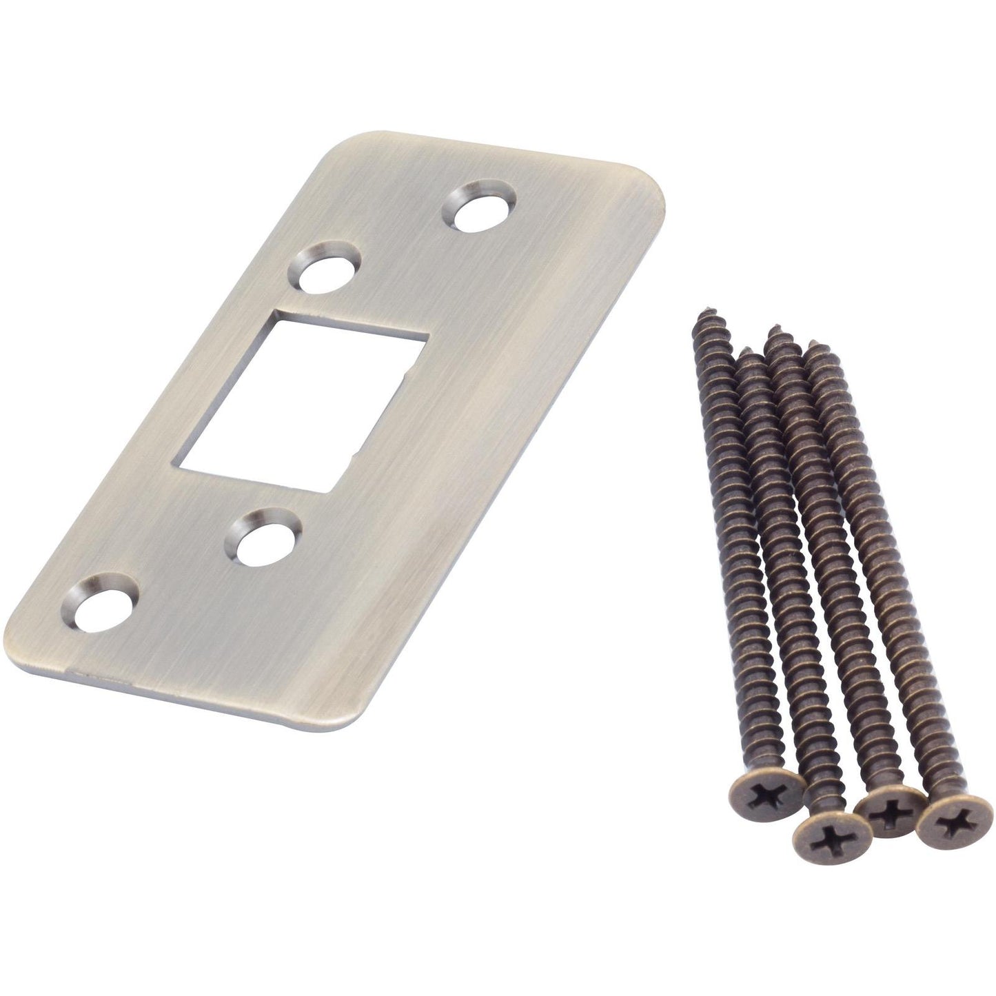 Stone Harbor Hardware Jamb Saver Strike Plate, 1-7/8" x 3-5/8", 2-1/4" Center-to-Center, Antique Brass