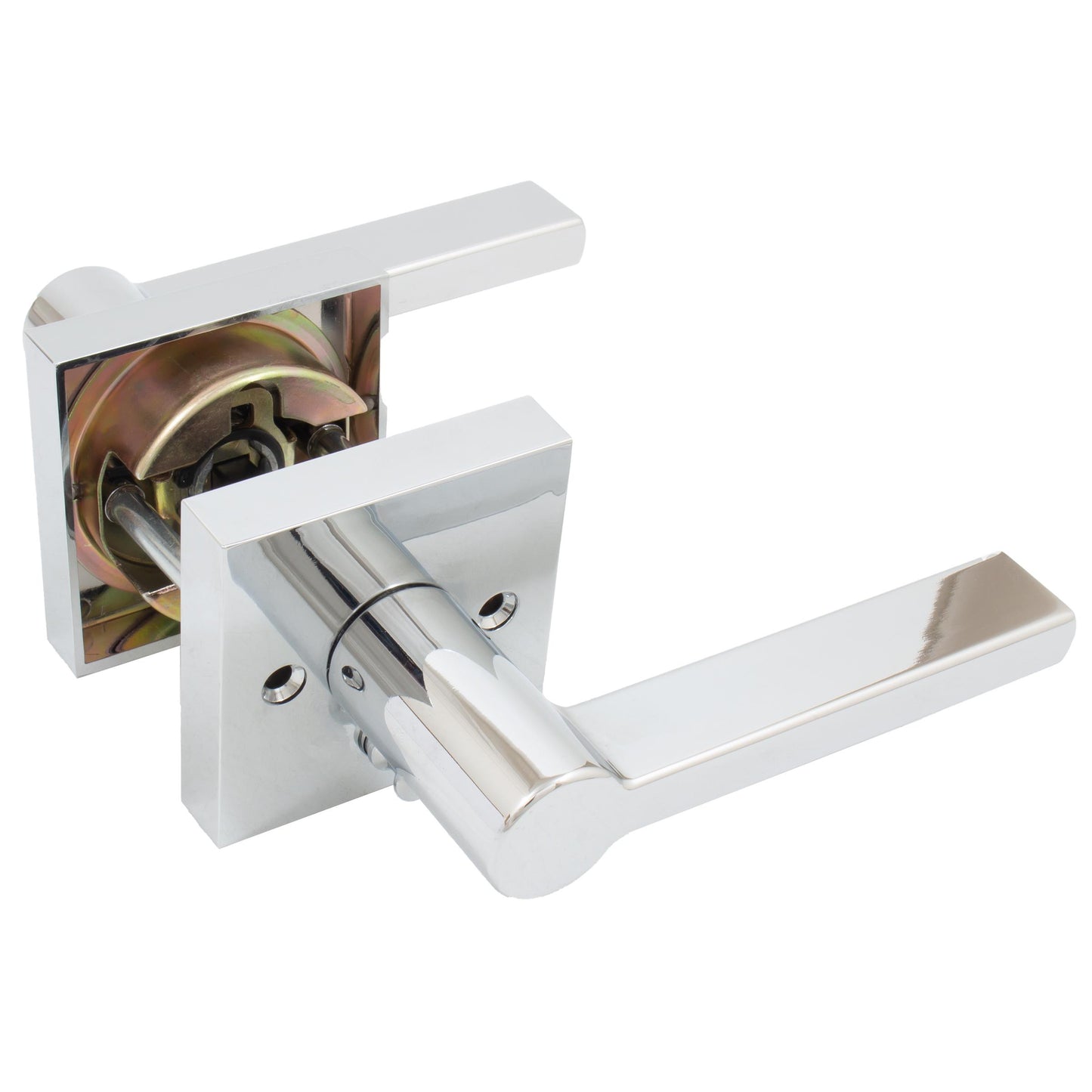 Stone Harbor Hardware Vienna Door Lever with Square Rosette, Privacy (Bed/Bath) Latch, Polished Chrome