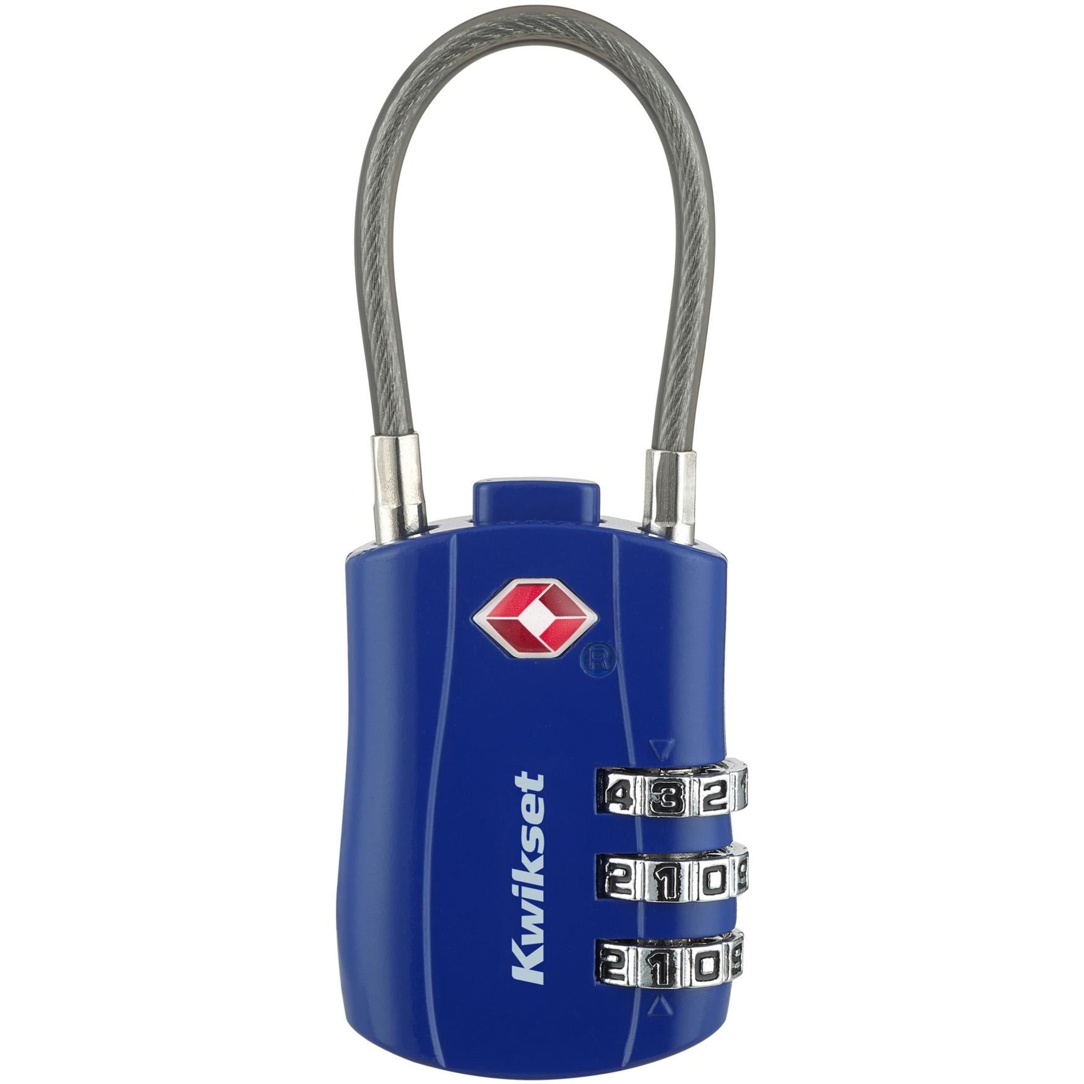 Kwikset 1-3/16" TSA Cable Combination Padlock with 1-1/2" Shackle, Blue