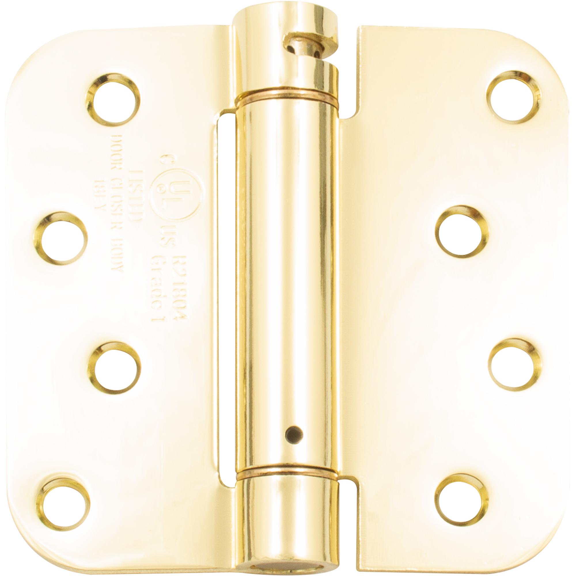 Stone Harbor Hardware Self-Closing Door Hinge, 4 Inches, 5/8" Radius Corner, Polished Brass