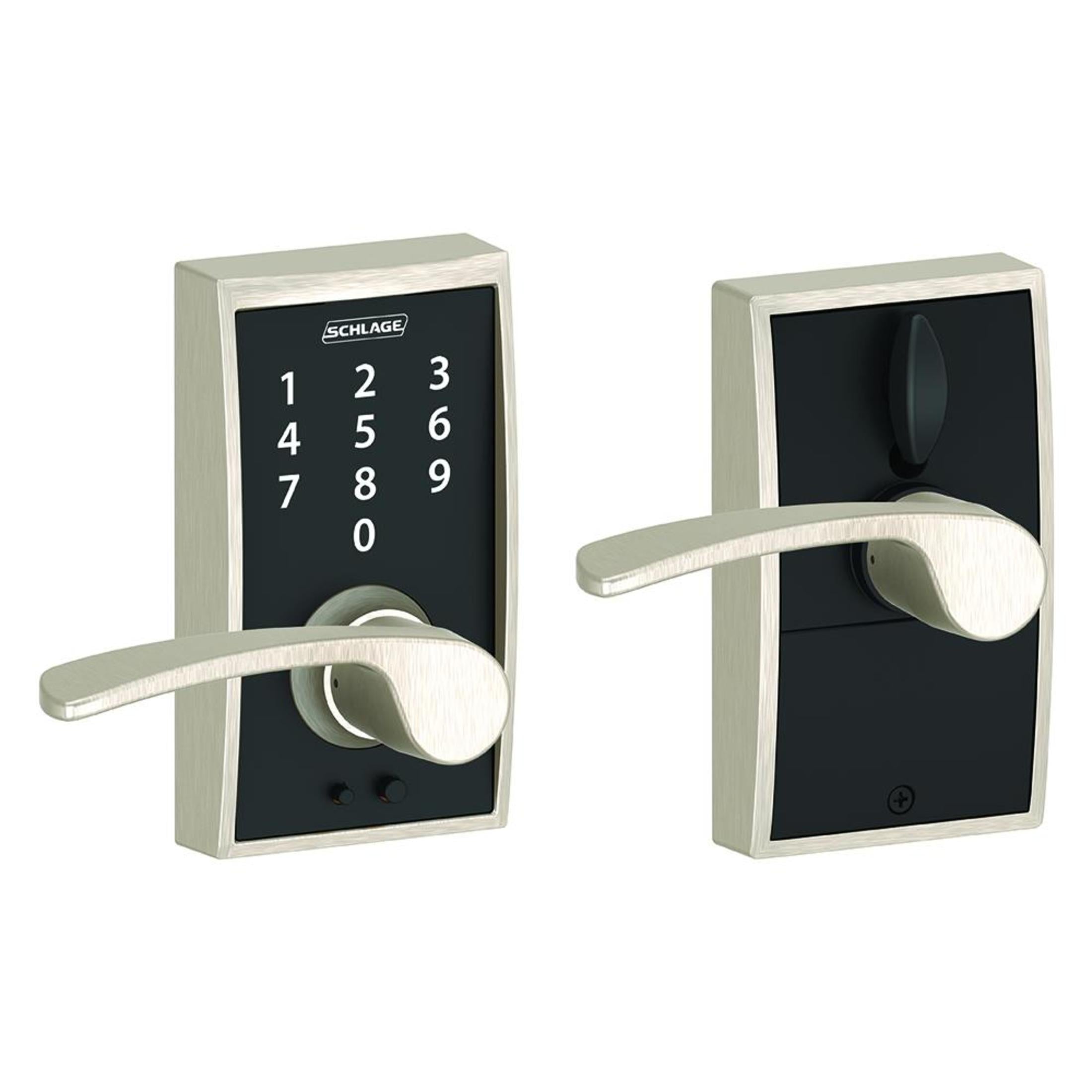 FE695CEN619MER 16-086 10-027 Merano / Century Touch Keyless Lever - Satin Nickel