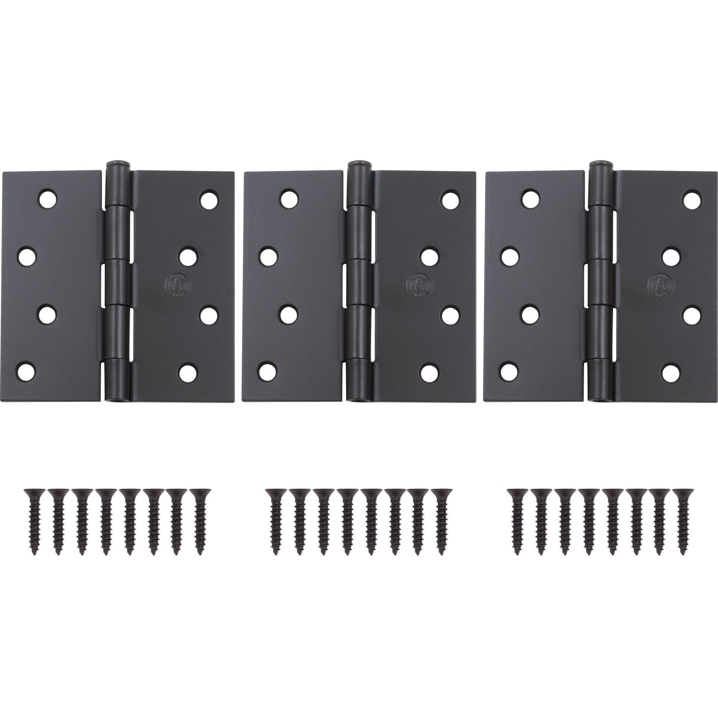 Stone Harbor Hardware 4" Door Hinges, Square Corner, Matte Black, 3-Pack