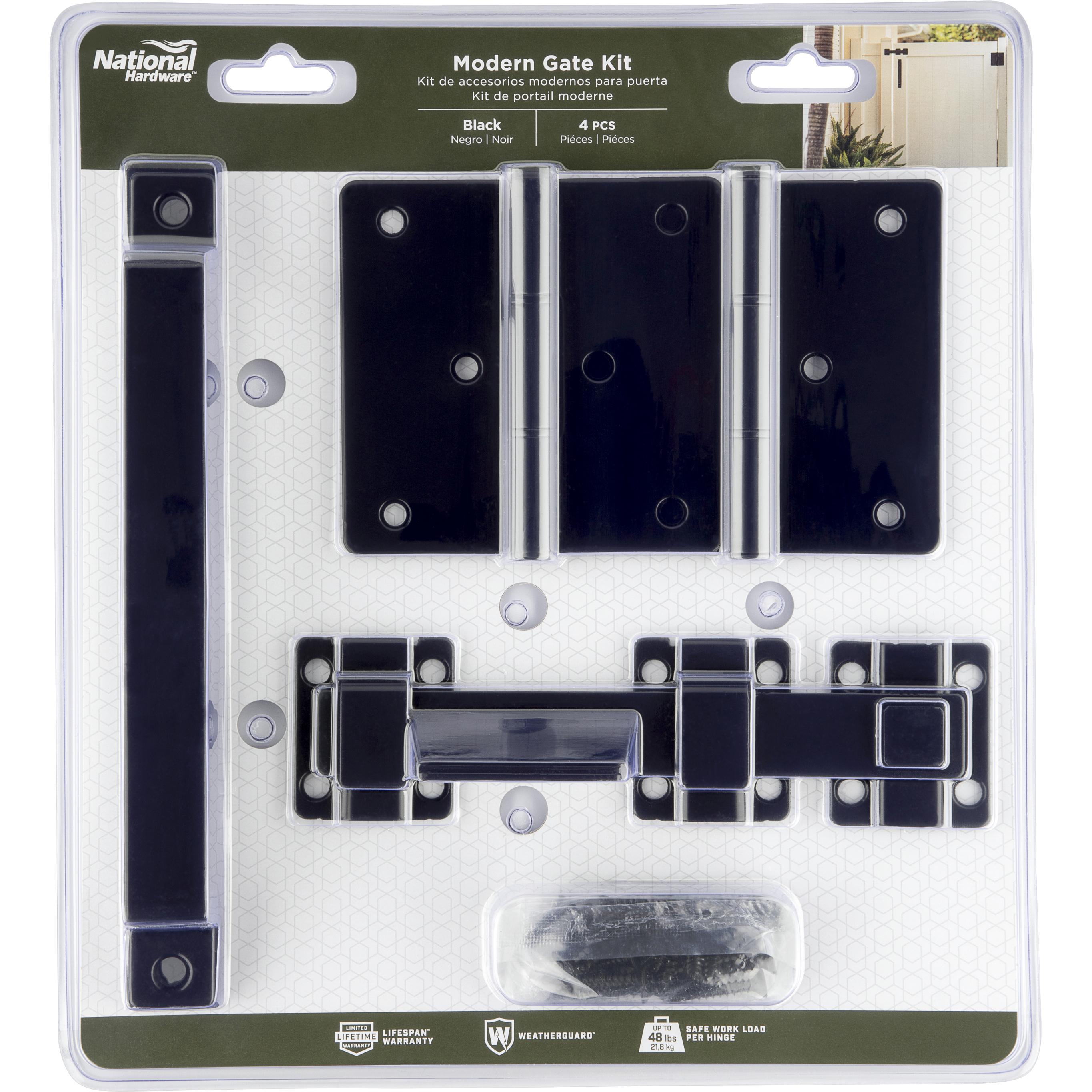 V1110 Modern Gate Kit (1 pull, 1 latch, 2 hinges) - Black