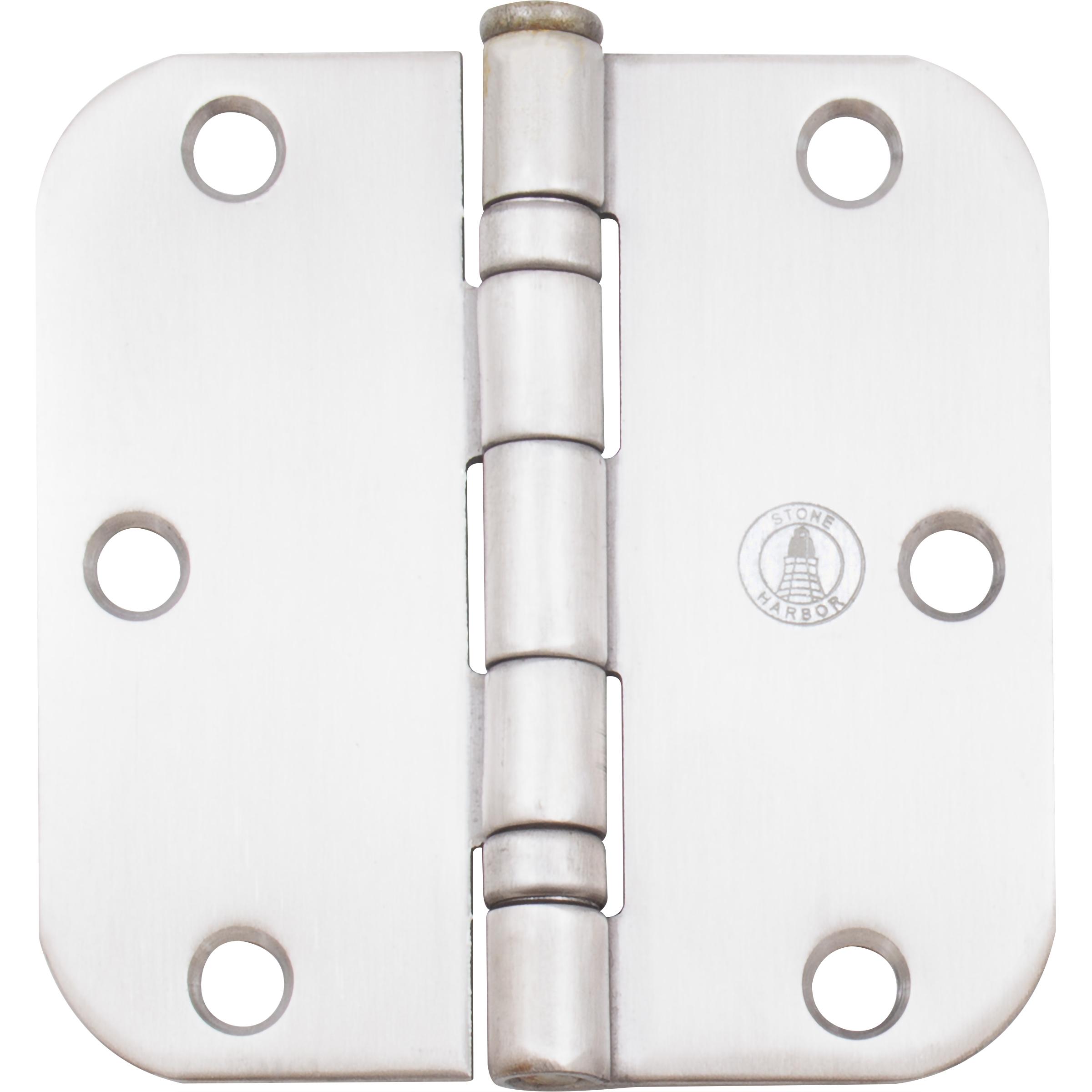 Stone Harbor Hardware 3-1/2" Ball-Bearing Door Hinges, 5/8" Radius Corner, Satin Stainless Steel, 2-Pack
