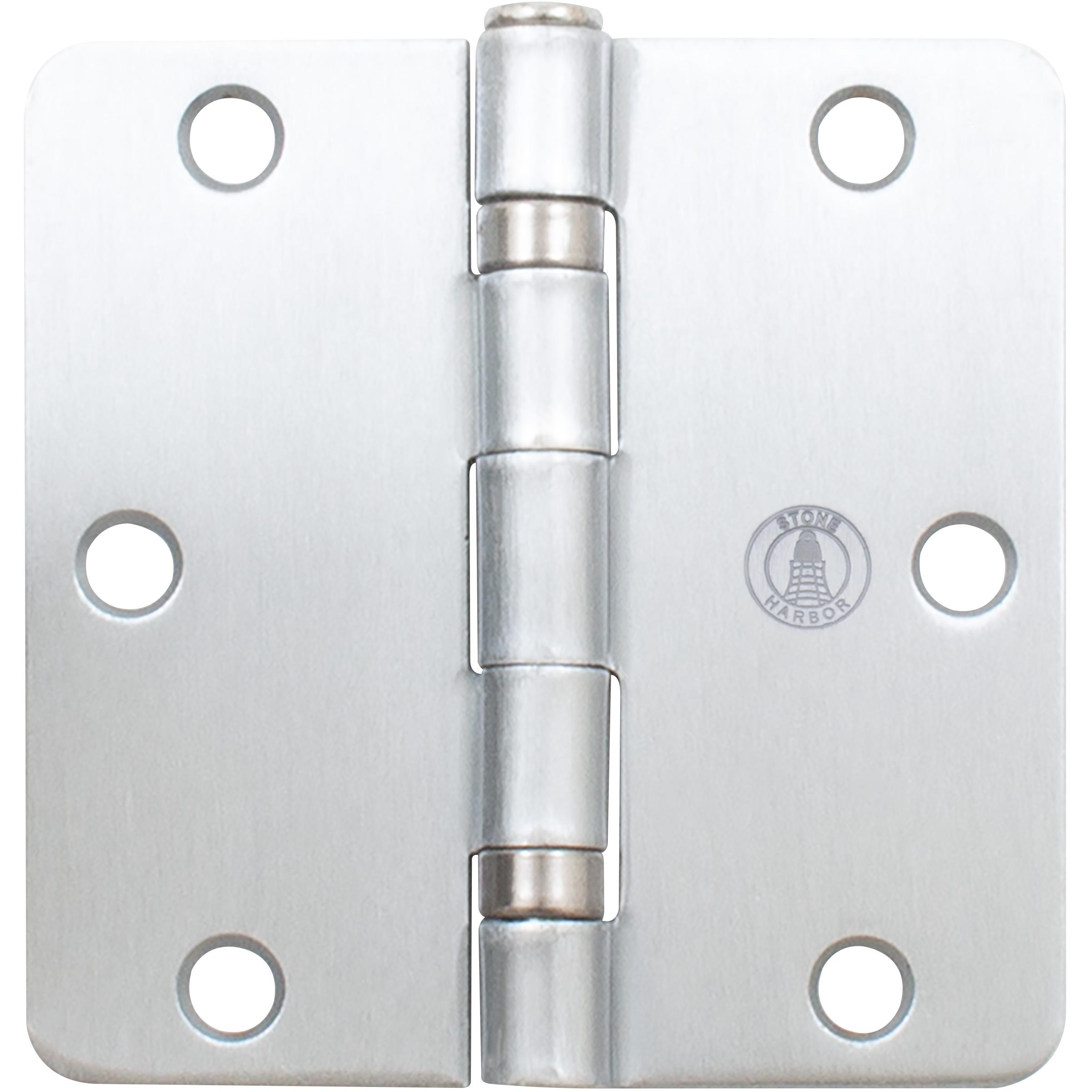 Stone Harbor Hardware 3-1/2" Ball-Bearing Door Hinges, 1/4" Radius Corner, Satin Chrome, 2-Pack