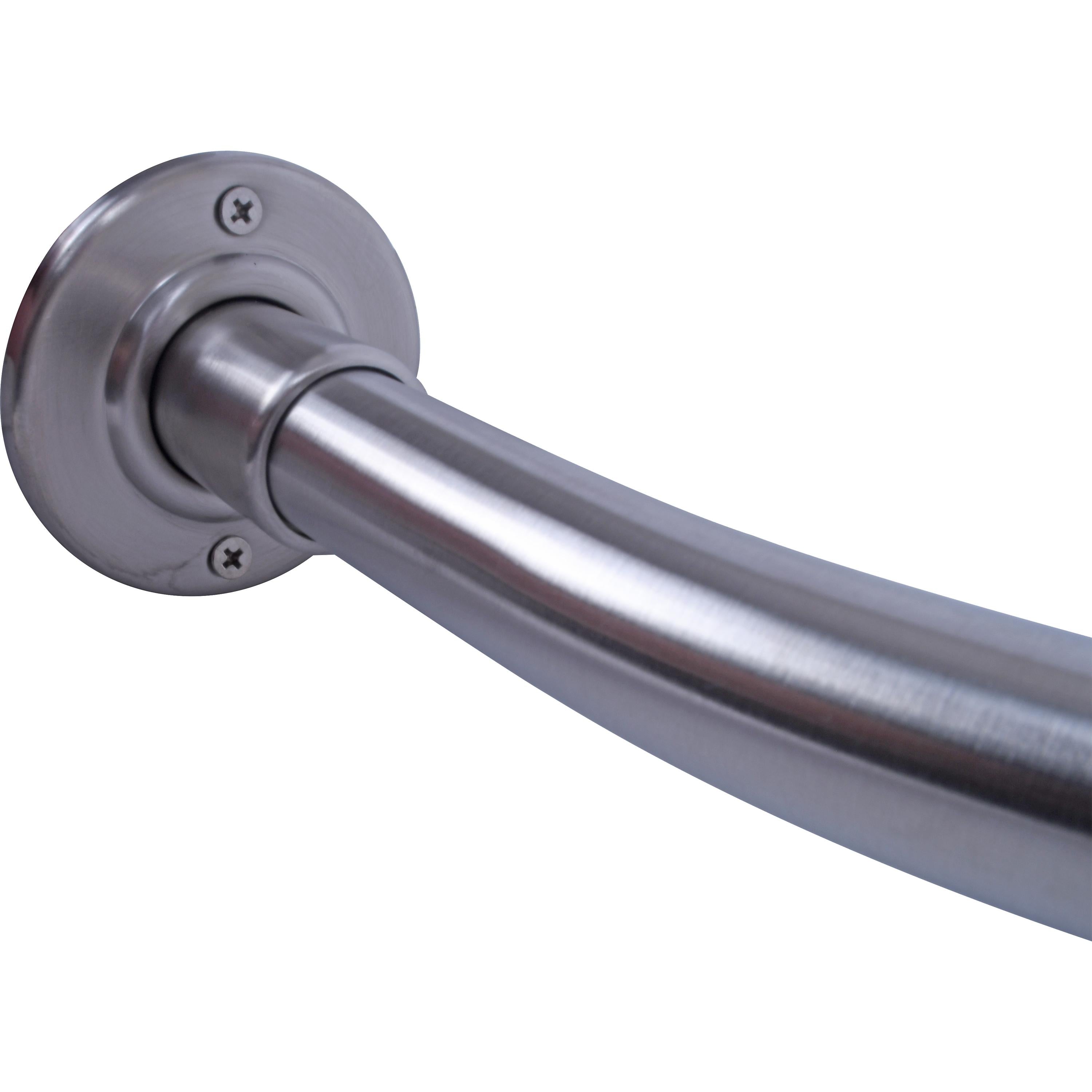 Stone Harbor Hardware Curved Shower Rod, 5 Feet, 3" Diameter Rose, Exposed Screws, Polished Stainless Steel