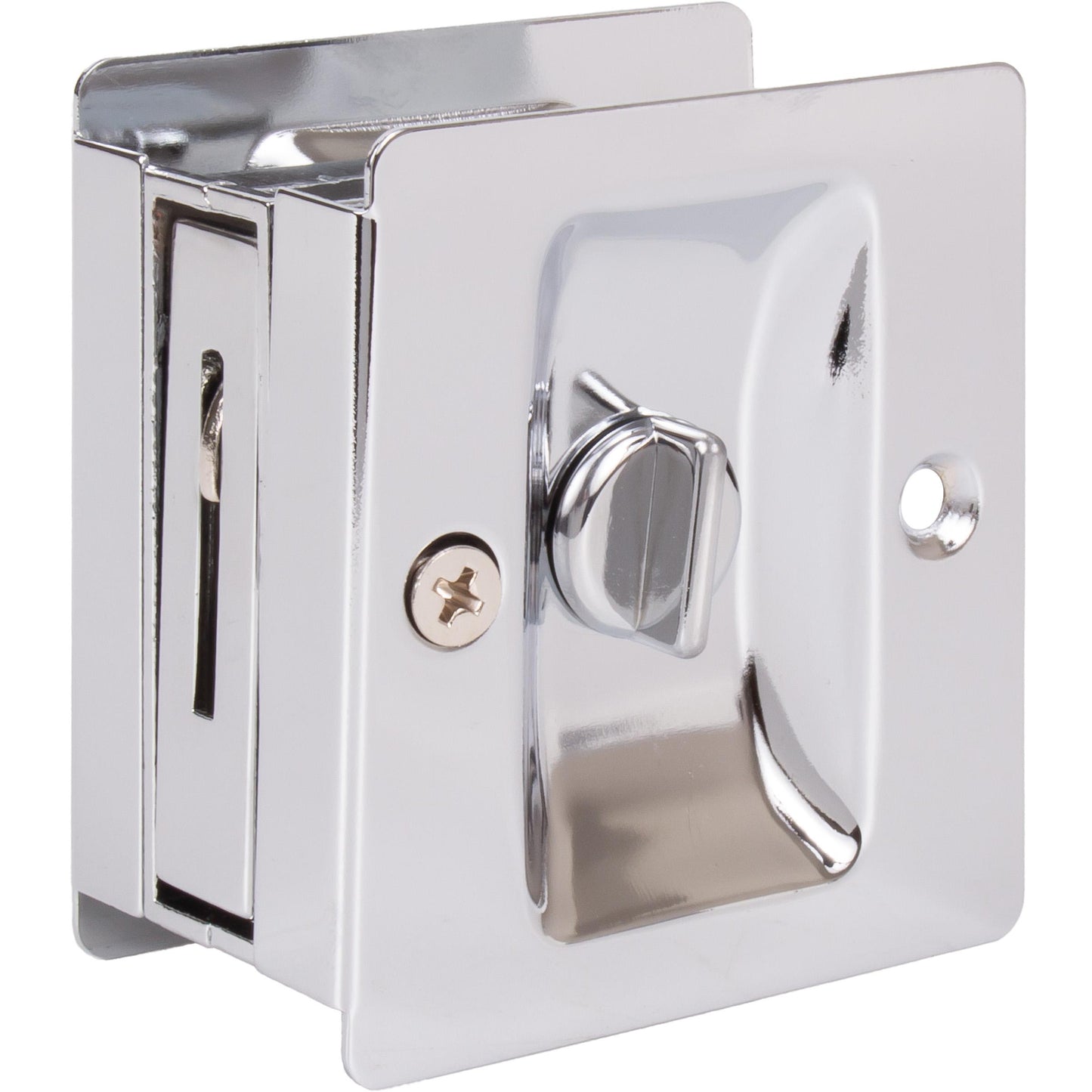 Stone Harbor Hardware Premium Square Pocket Door Lock, Privacy Function, Polished Chrome