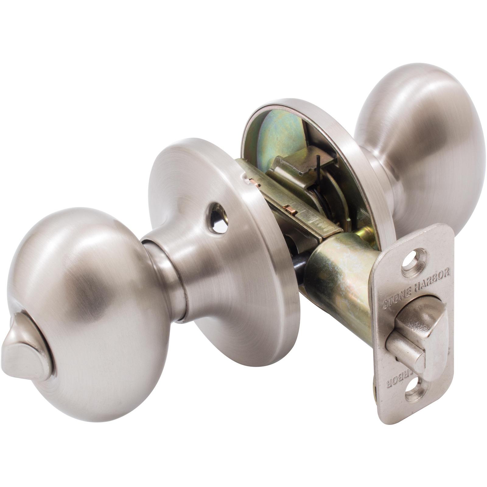 Stone Harbor Hardware Springhill Door Knob, Entry Latch, SC Keyway, Satin Nickel