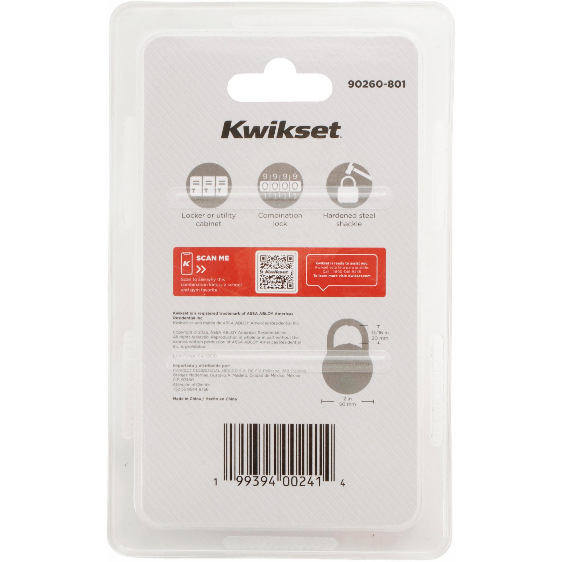 Kwikset 2" Combination Dial Padlock with 13/16" Shackle, Red