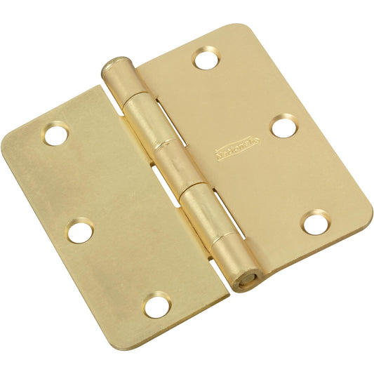 National Hardware - V512RC 3-1/2" 1/4R Hinge 3/pk - Satin Brass