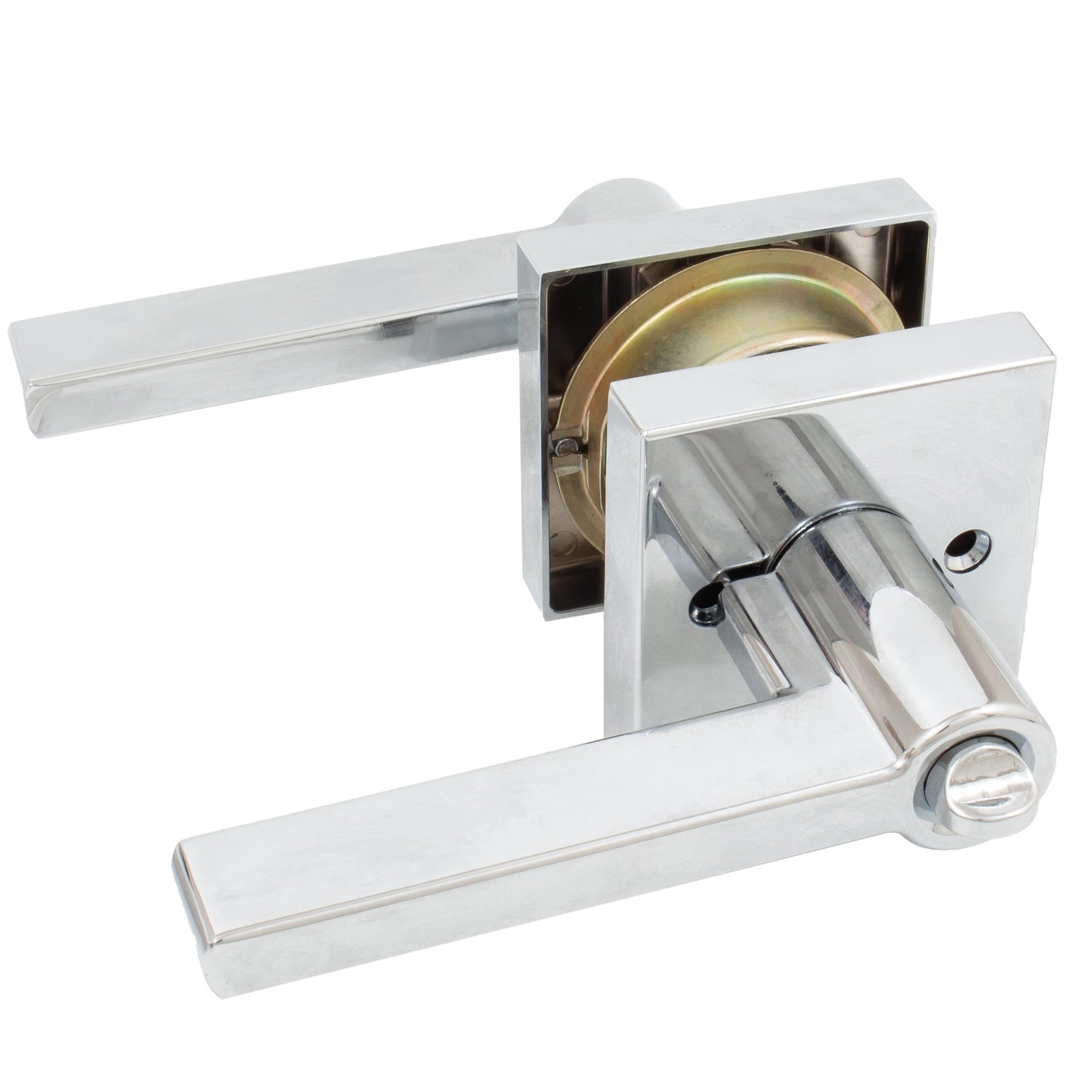 Stone Harbor Hardware Vienna Door Lever with Square Rosette, Entry Latch, SC Keyway, Polished Chrome