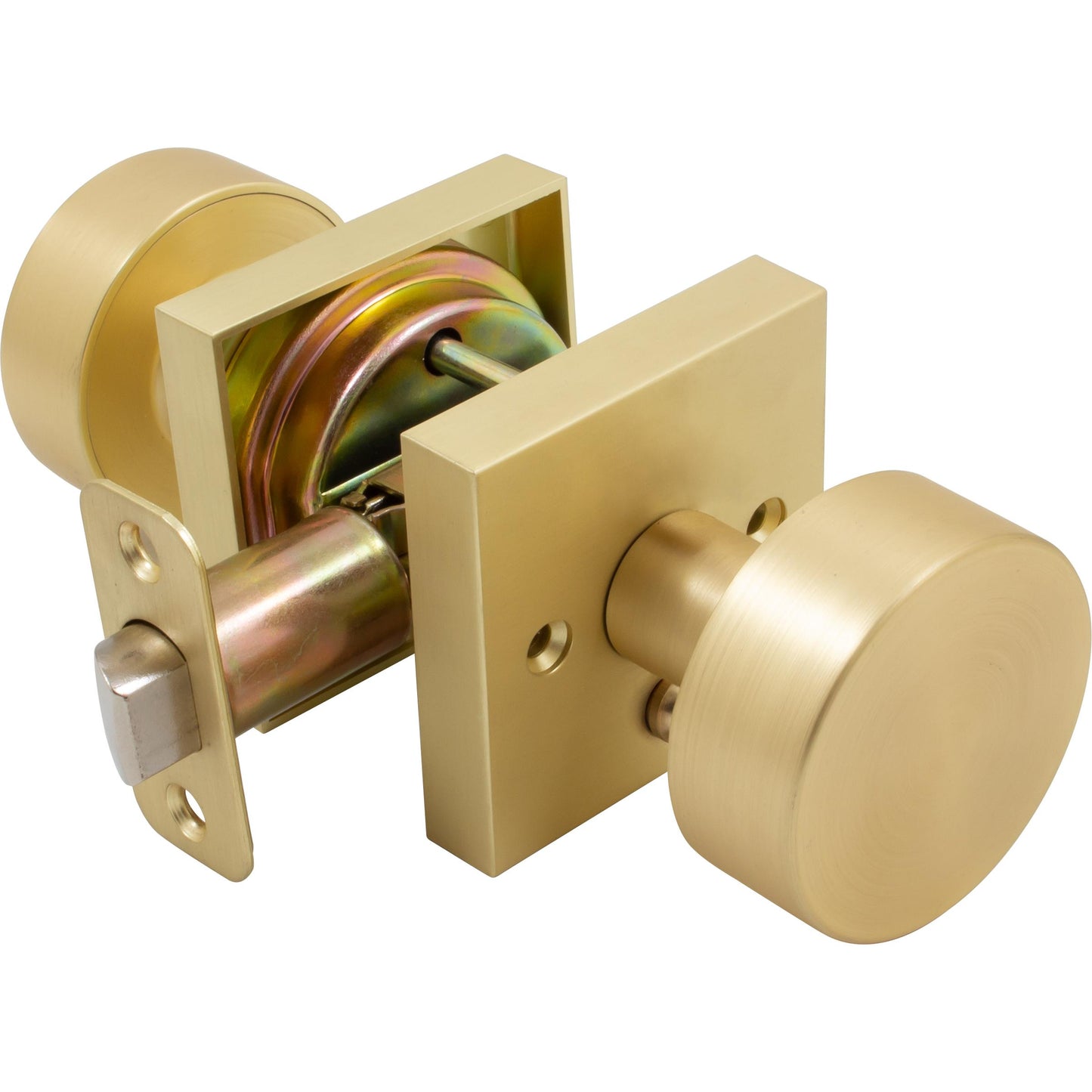 Stone Harbor Hardware Bonn Door Knob with Square Rosette, Privacy (Bed/Bath) Latch, Satin Brass