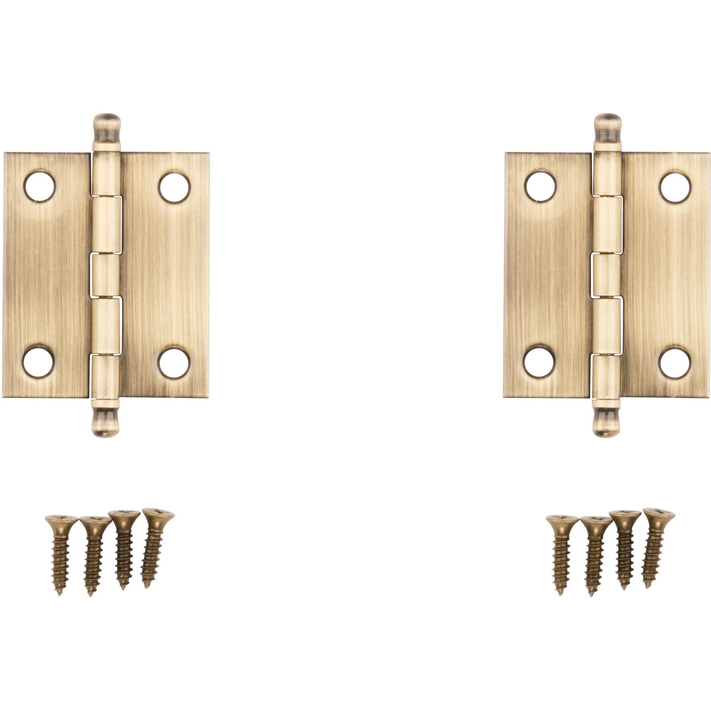 V1806 1-1/2" x 1-1/4" Ball Tip Hinge 2/pk - Antique Brass