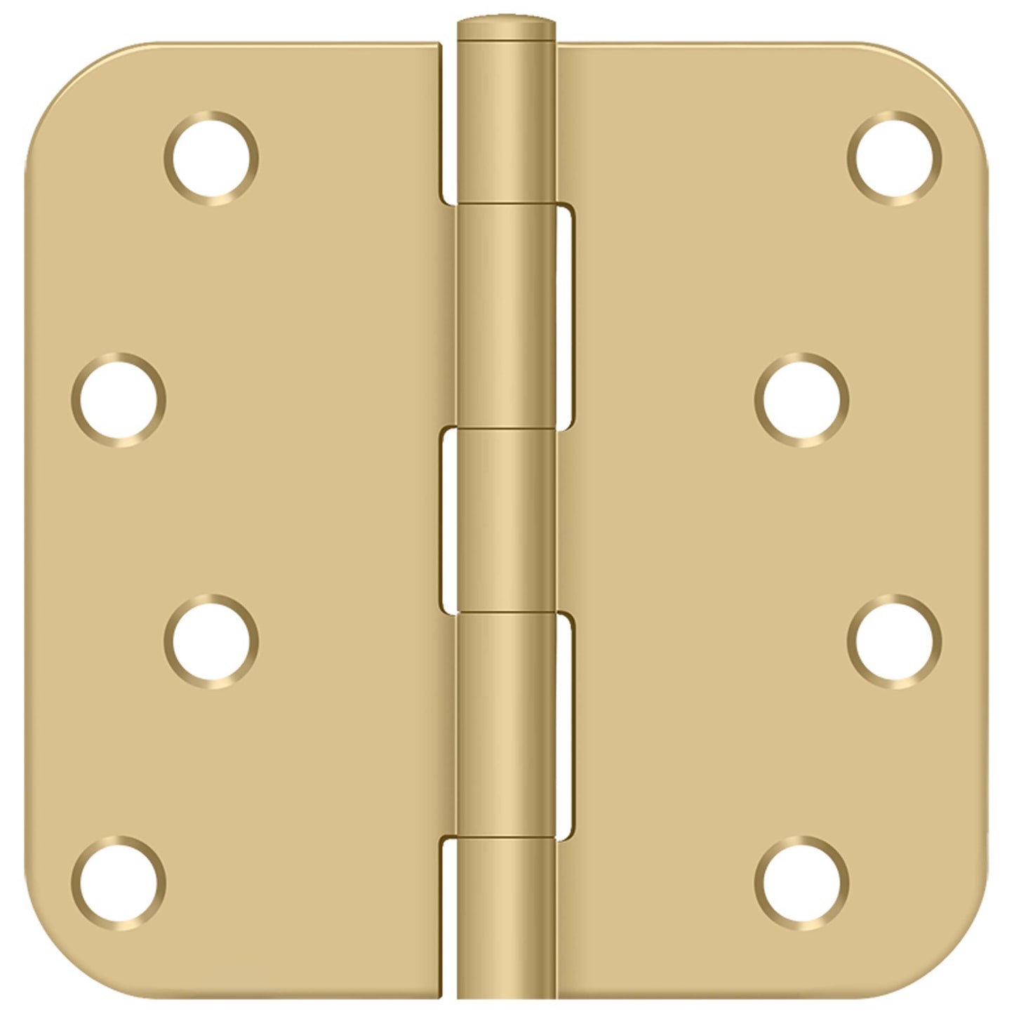 Deltana S44R5BK4 Brushed Brass 4" x 4" Plain Bearing 5/8" Radius Corners Mortise Hinge - Pair