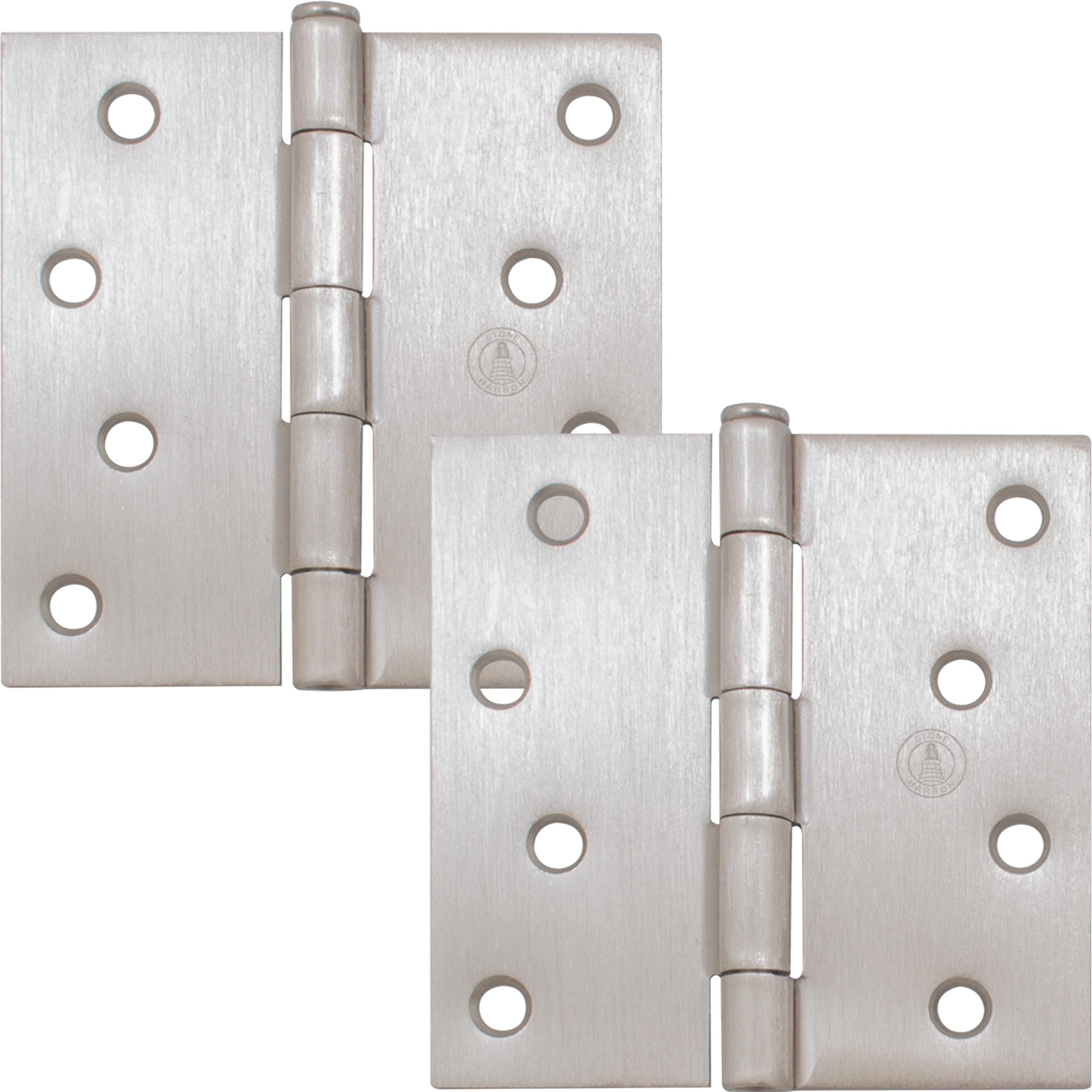 Stone Harbor Hardware 4" Door Hinges, Square Corner, Satin Nickel, 2-Pack