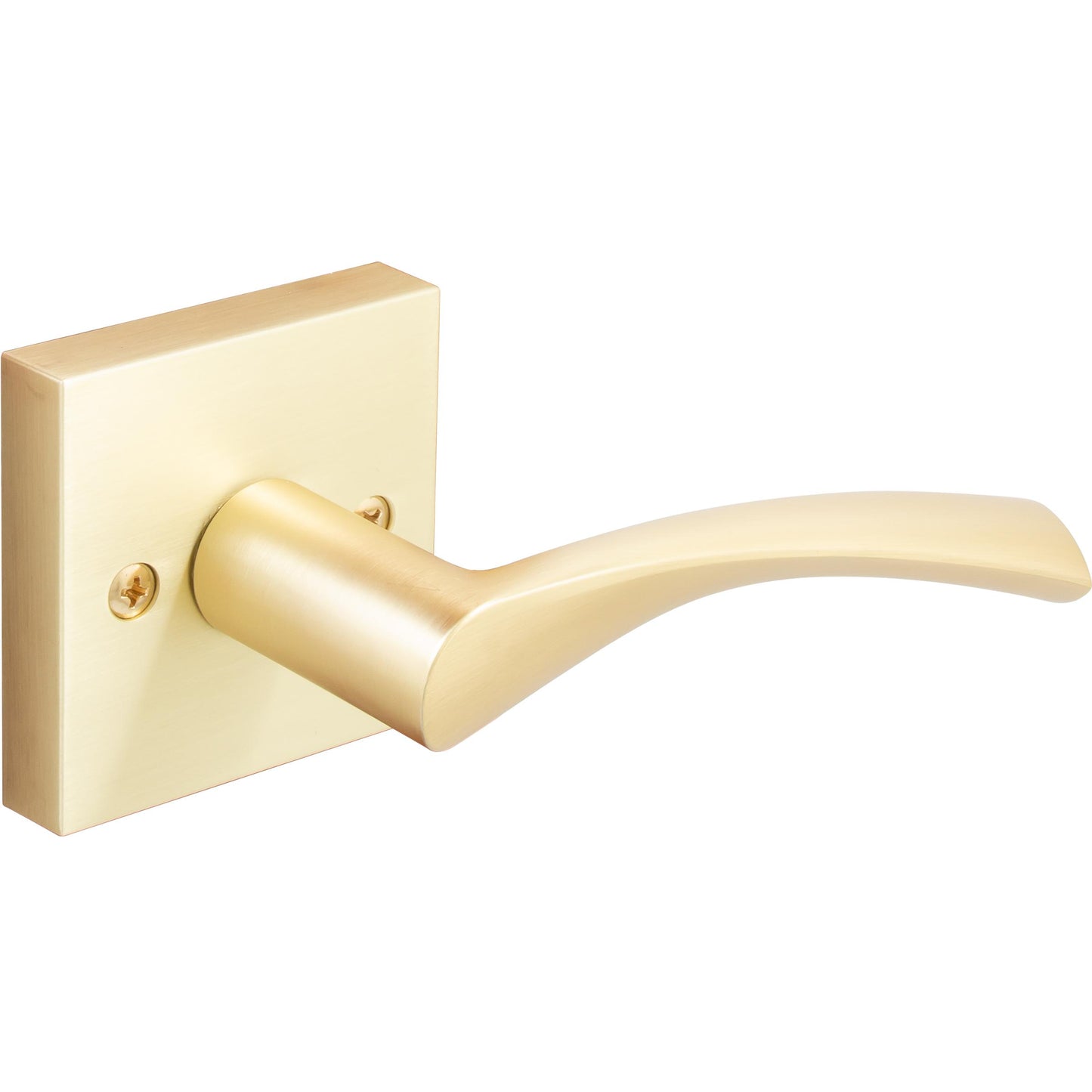 Stone Harbor Hardware Turin Door Lever with Square Rosette, Dummy (Non-Turning) Latch, Right-Handed, Satin Brass