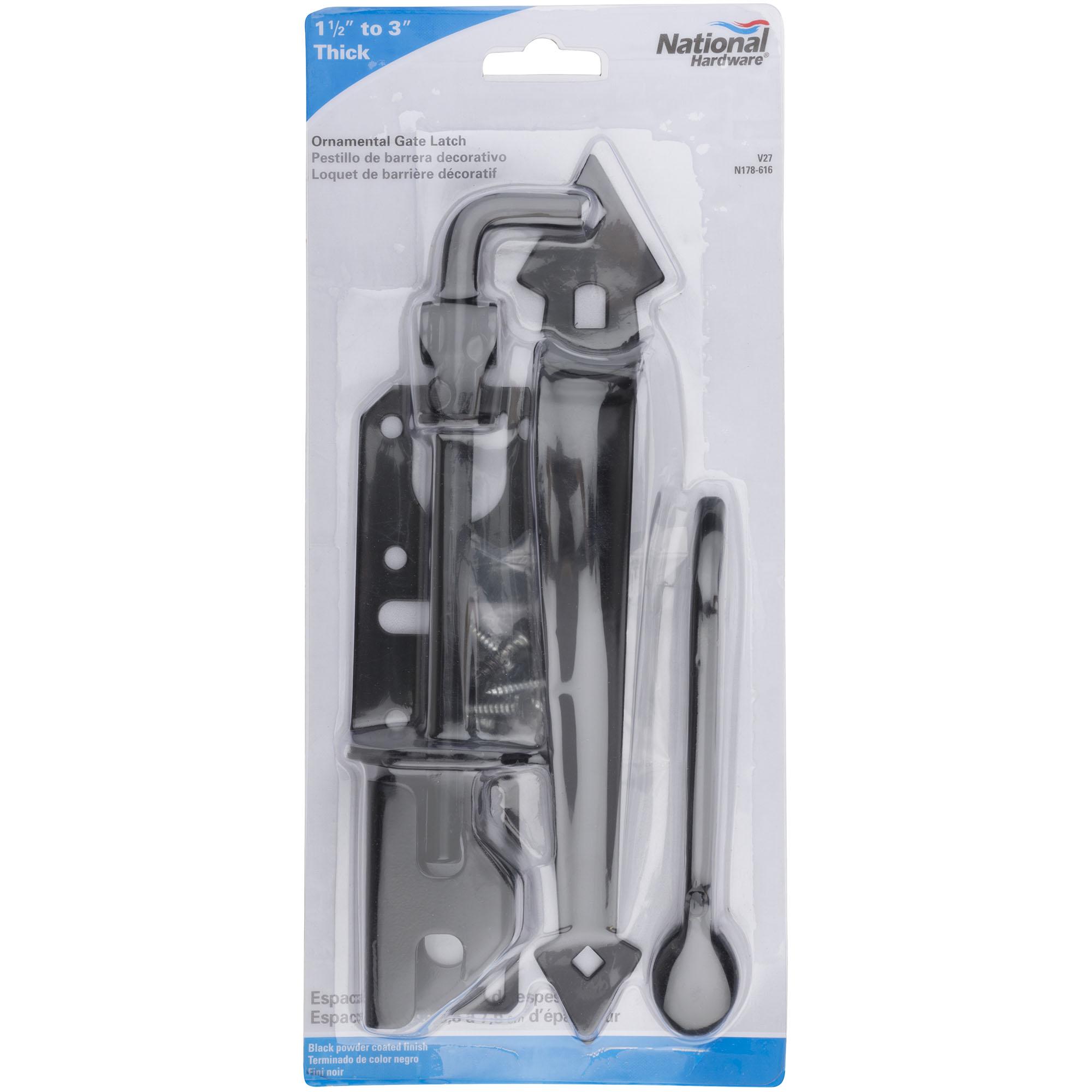 V27 Ornamental Gate Latch Kit 1-1/2" to 3" Thick - Black