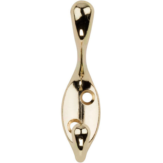 V166 Heavy Duty Coat / Hat Hook - Polished Brass