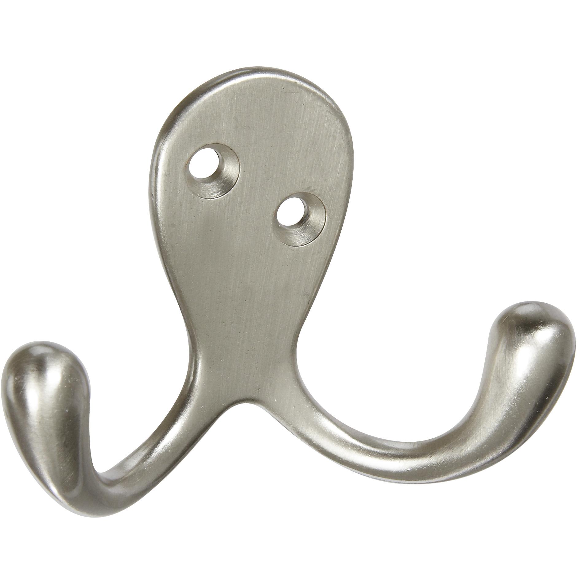 MPB163 Double Clothes Hook 2/pk - Satin Nickel