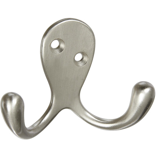MPB163 Double Clothes Hook 2/pk - Satin Nickel