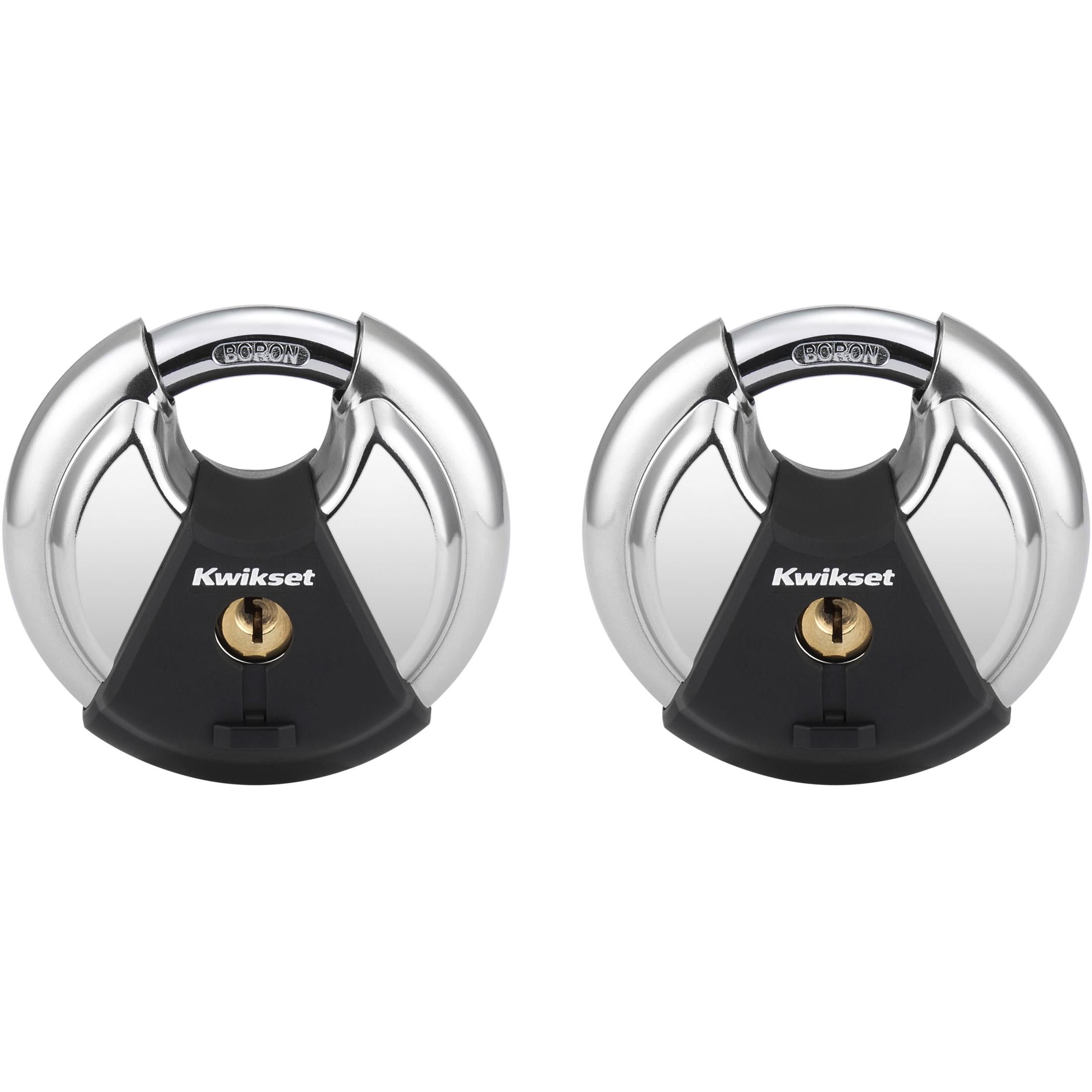 Kwikset 2-3/4" Discus Padlock KA with 5/8" Shackle, 2-Pack