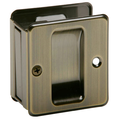 990A5 Pocket Door Lock Passage - Antique Brass