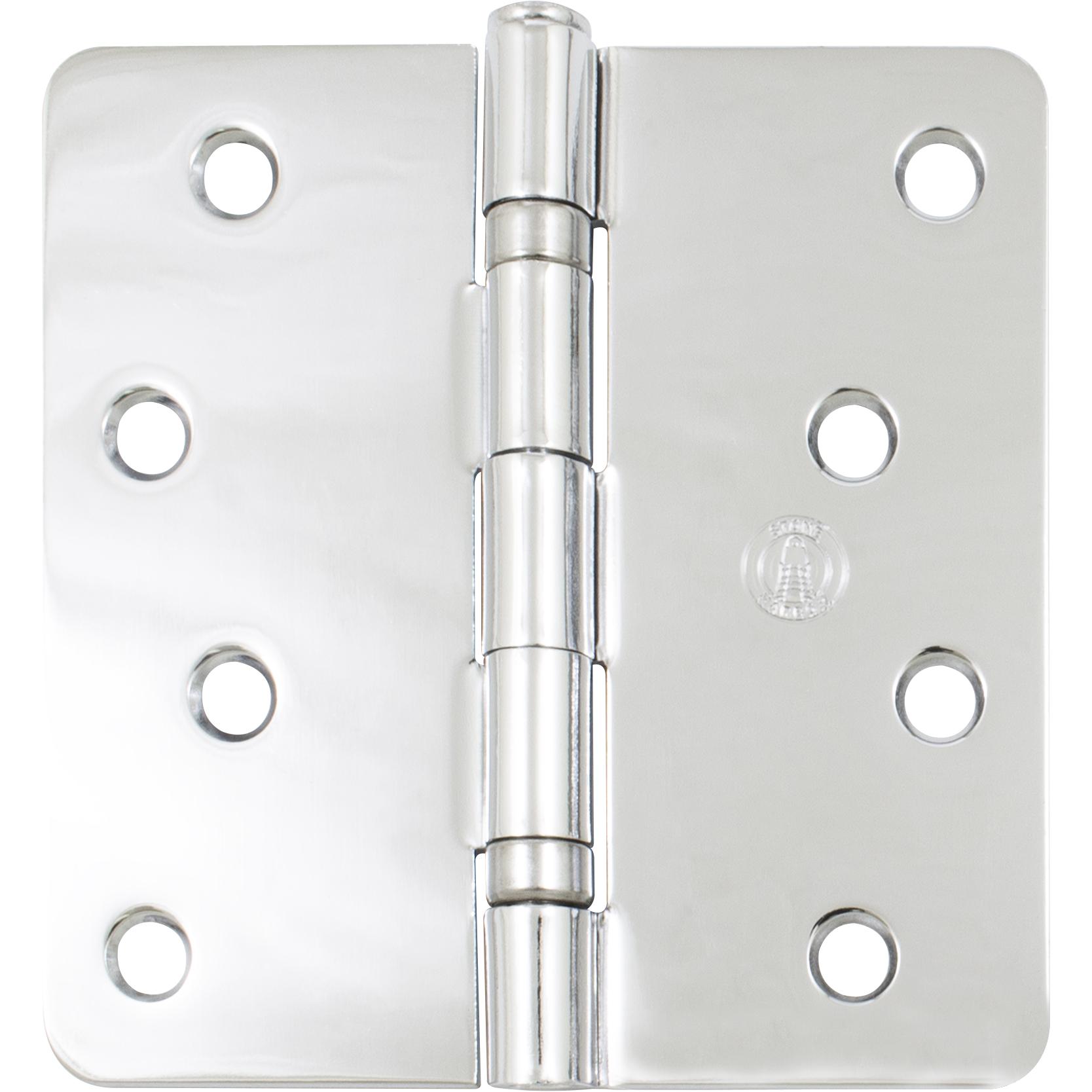 Stone Harbor Hardware 4" Ball-Bearing Door Hinges, 1/4" Radius Corner, Polished Chrome, 3-Pack