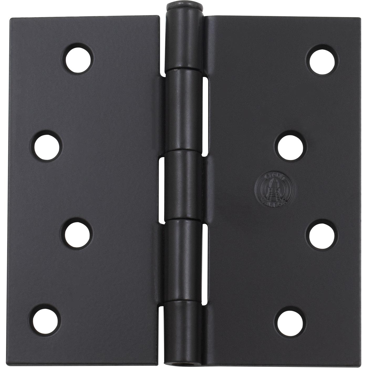 Stone Harbor Hardware 4" Door Hinges, Square Corner, Matte Black, 3-Pack