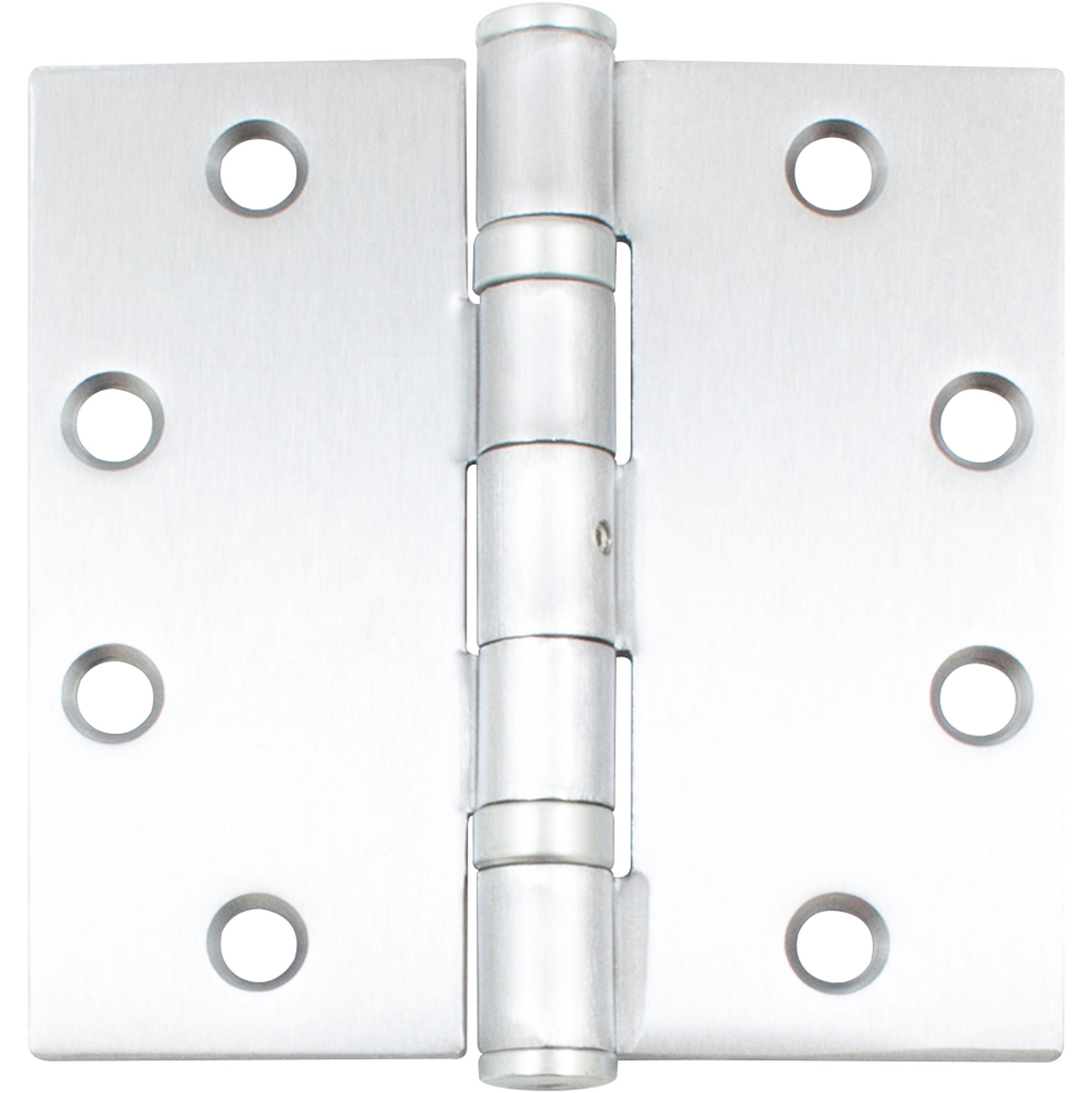 Stone Harbor Hardware Commercial Grade Ball Bearing Hinge, Non-Removable Pin, 4-1/2 Inches, Square Corner, .134 Gauge, Satin Chrome
