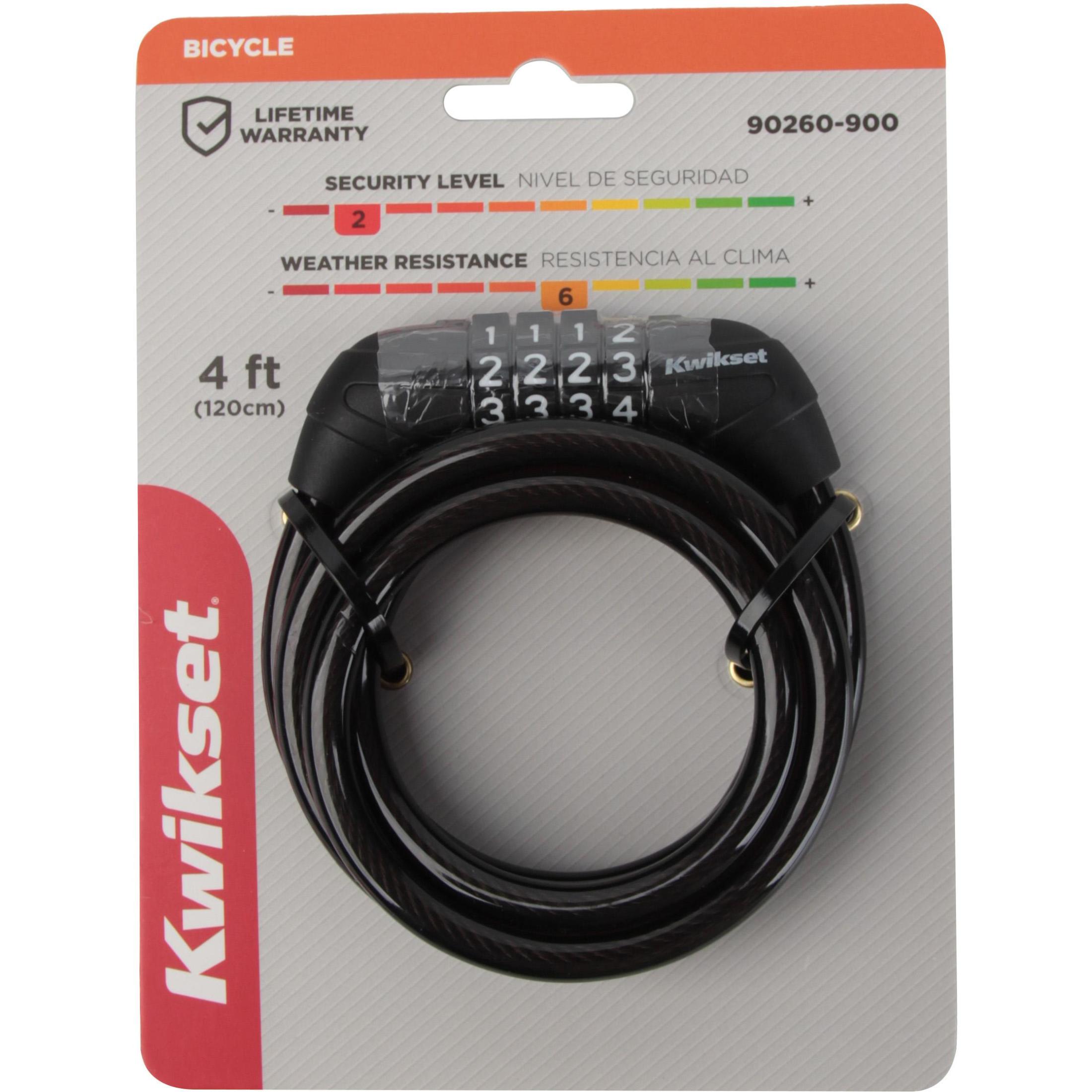 Kwikset 4' x 5/16" Combination Bicycle Cable Lock