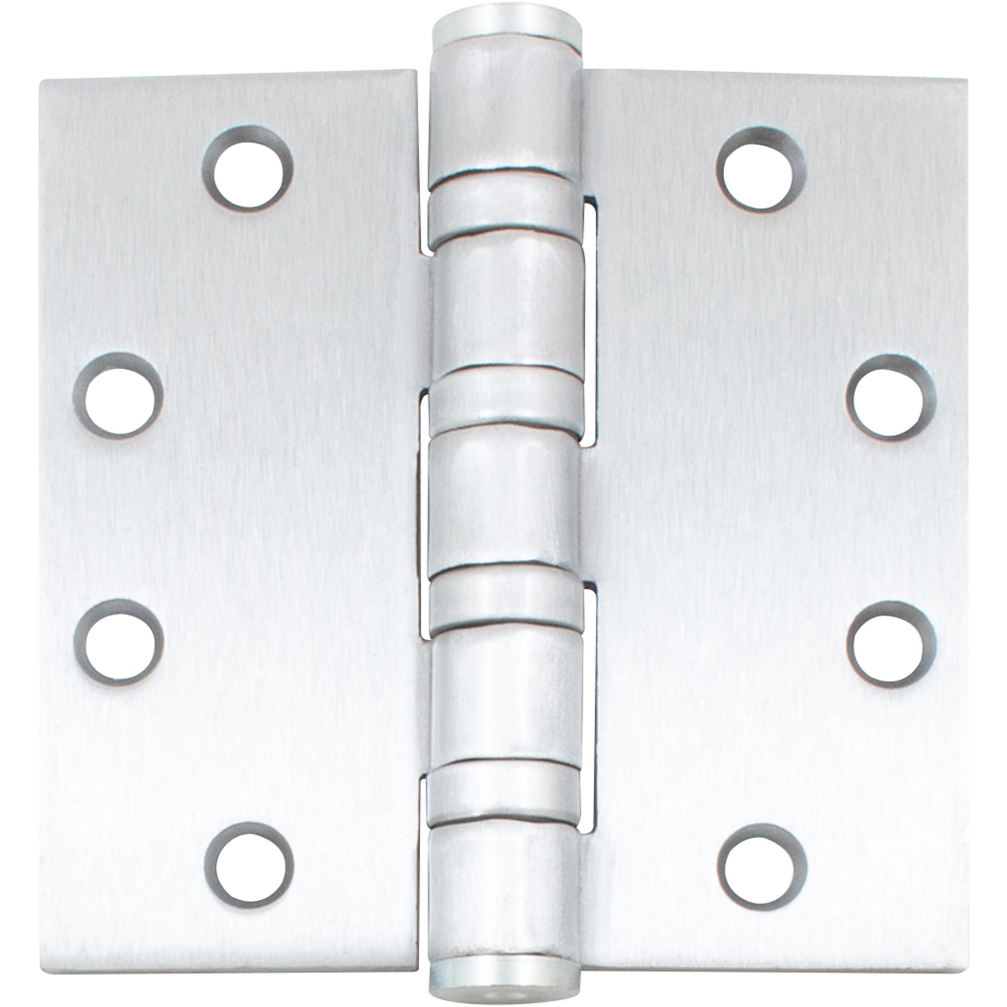 Stone Harbor Hardware Heavy-Duty Commercial Grade Ball Bearing Hinge, 4-1/2 Inches, Square Corner, .180 Gauge, Satin Chrome