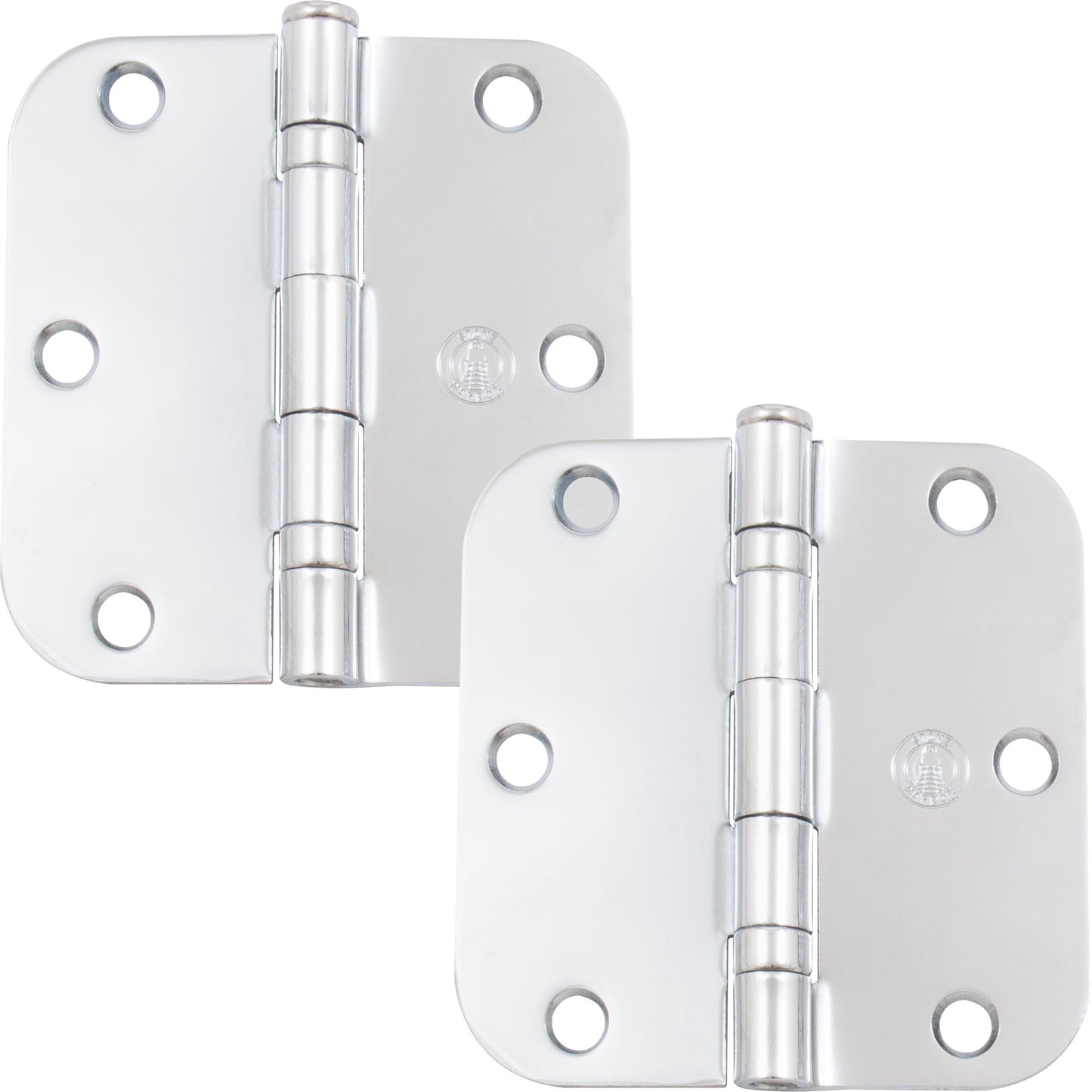 Stone Harbor Hardware 3-1/2" Ball-Bearing Door Hinges, 5/8" Radius Corner, Polished Chrome, 2-Pack