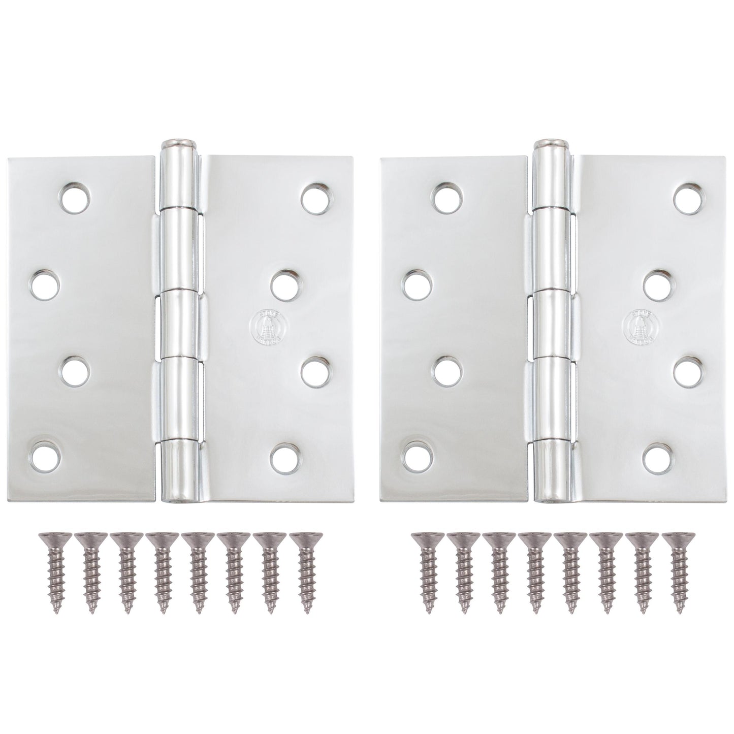 Stone Harbor Hardware 4" Door Hinges, Square Corner, Polished Chrome, 2-Pack