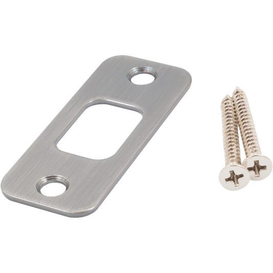 Stone Harbor Hardware Round Corner Deadbolt Strike Plate, 1-1/8" x 2-3/4", 2-1/8" Center-to-Center, Antique Nickel