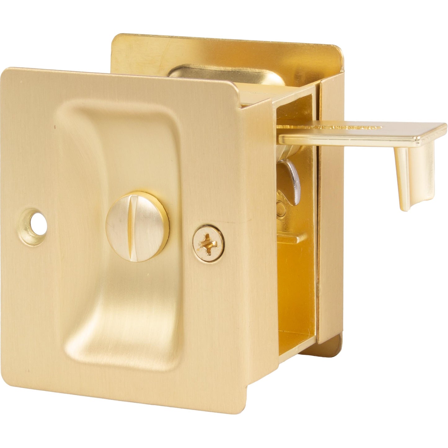 Stone Harbor Hardware Premium Square Pocket Door Lock, Privacy Function, Satin Brass